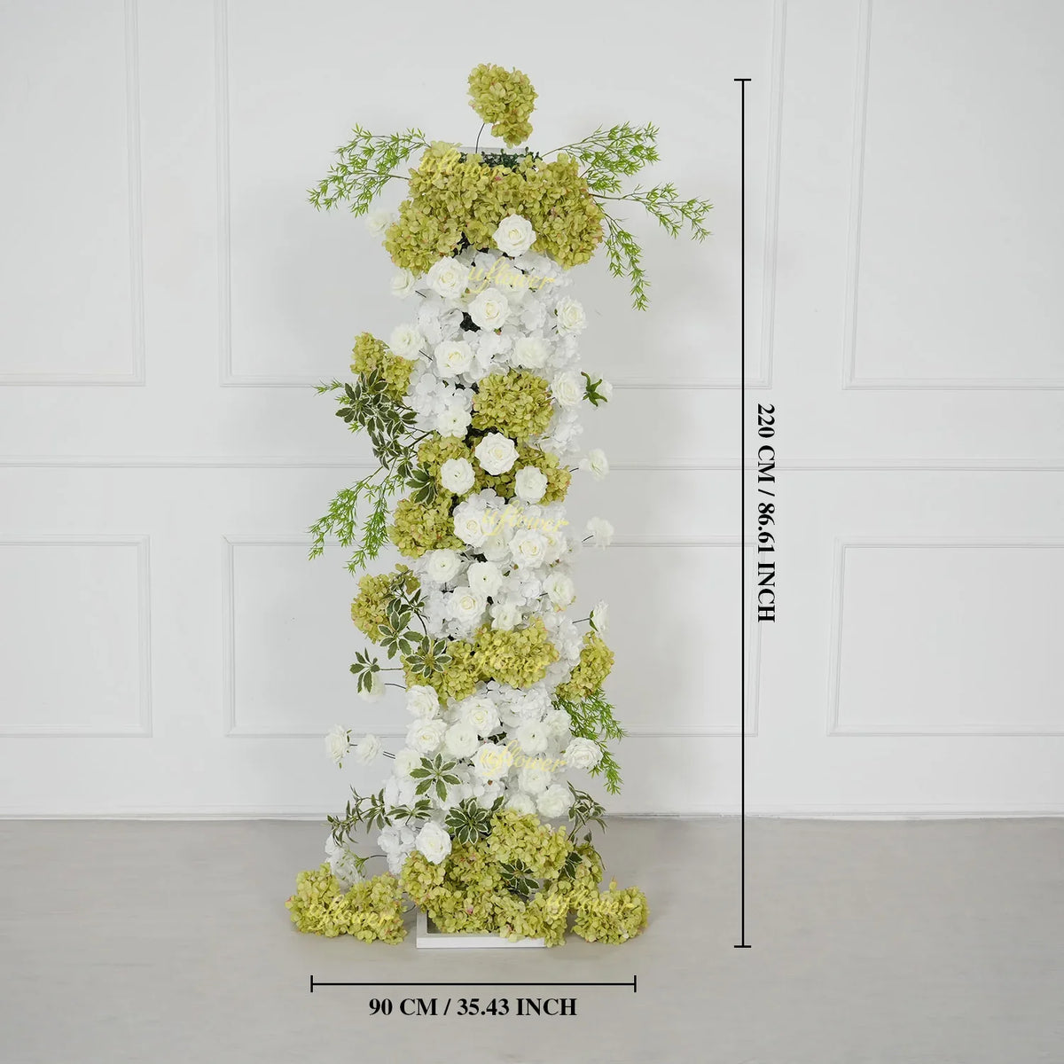 Uflower Artificial Green White Hydrangea Rose Flower Row Wedding KT Backdrop Decor SET80205 - Uflower