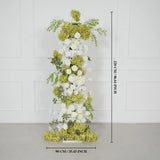 Uflower Artificial Green White Hydrangea Rose Flower Row Wedding KT Backdrop Decor SET80205 - Uflower