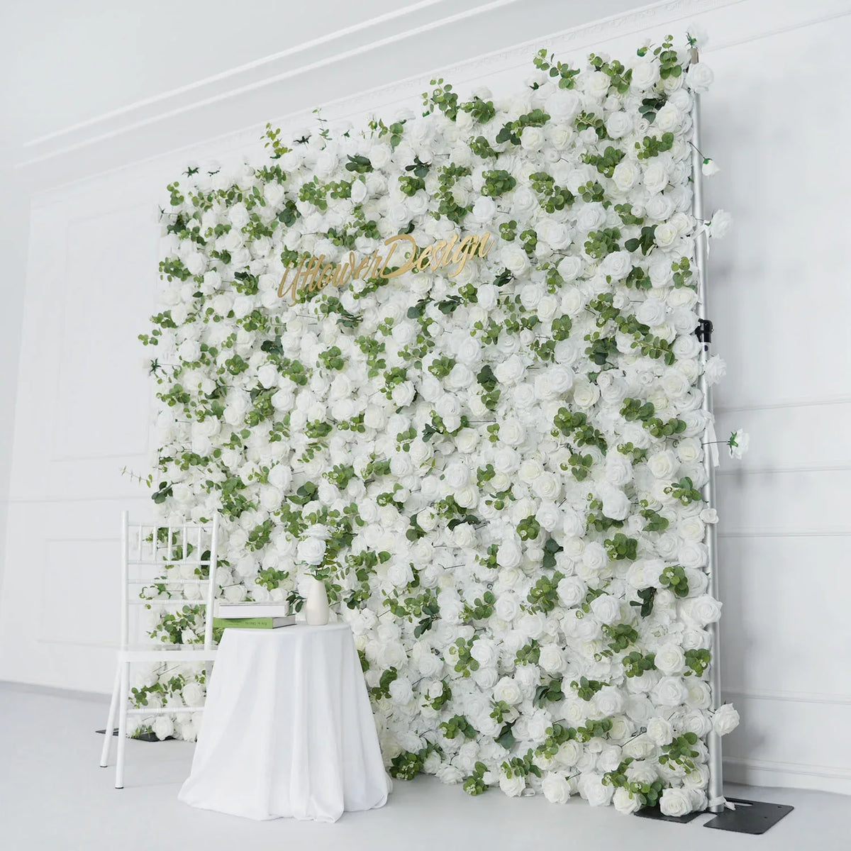 Uflower Artificial White Rose Wall Wedding Backdrop Decor SET80089 - Uflower