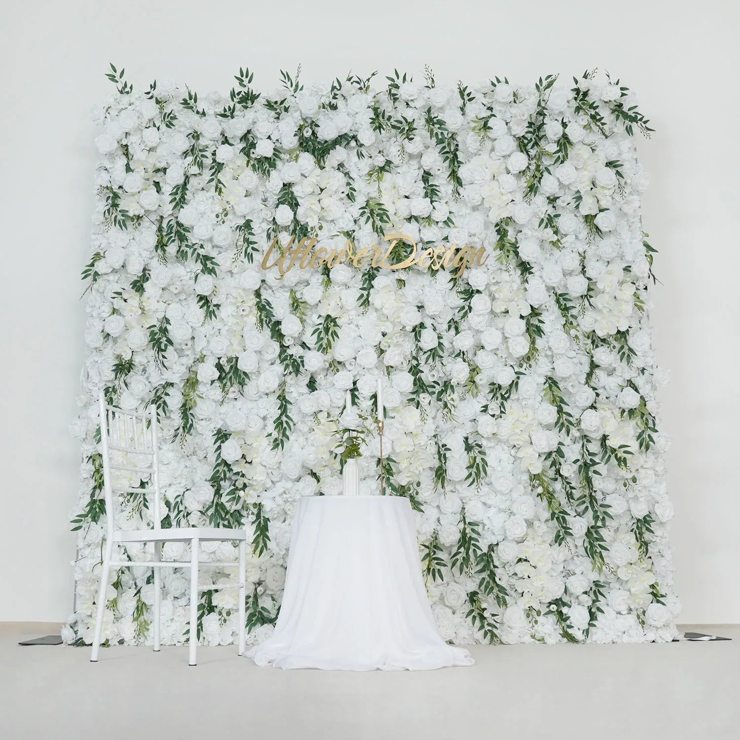 Uflower Artificial White Rose 5D Wedding Flower Wall SET80095 - Uflower