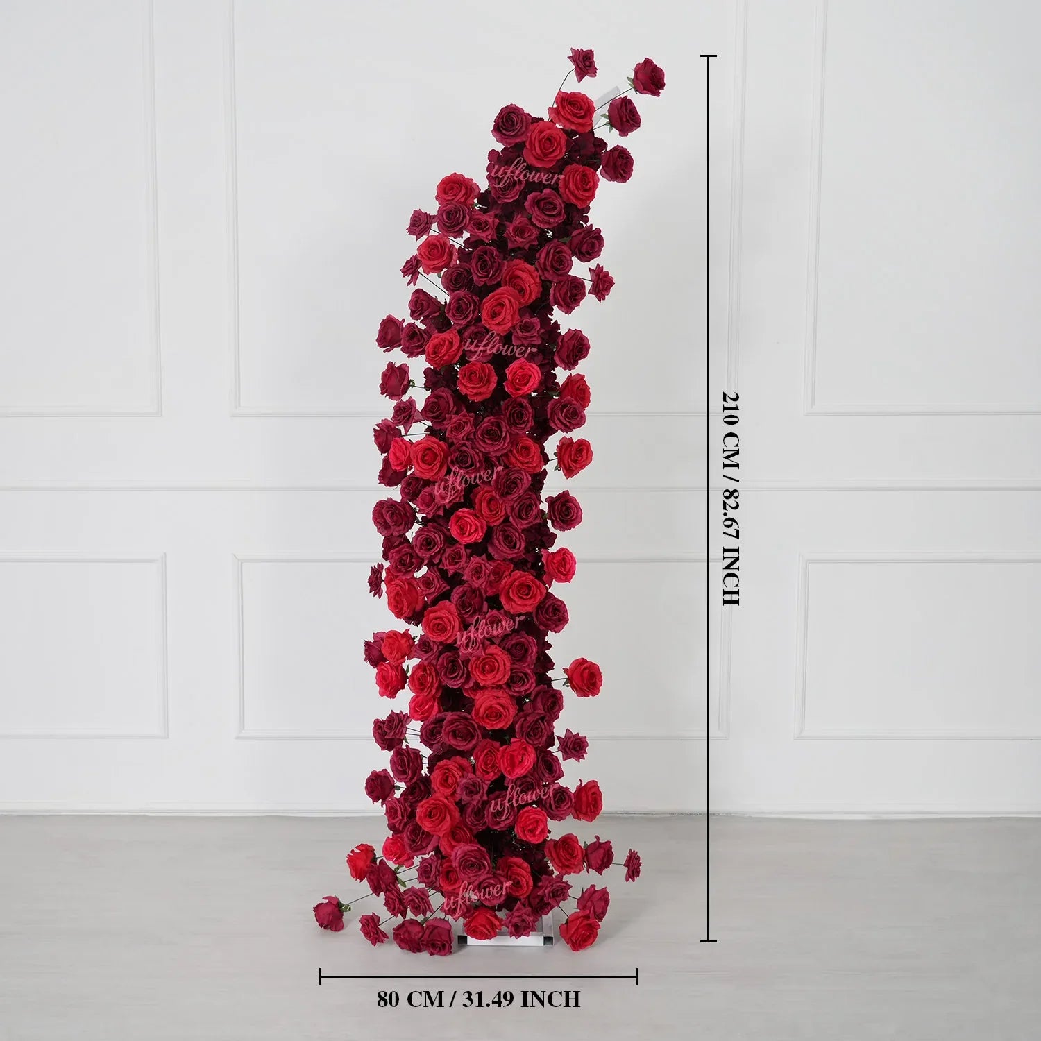 Uflower Red Rose Floral Horn Arch Wedding Party Backdrop Decor SET80204 - Uflower