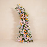 Uflower Pink Orange Greenery Floral Horn Arch Wedding Party Backdrop Decor SET80234