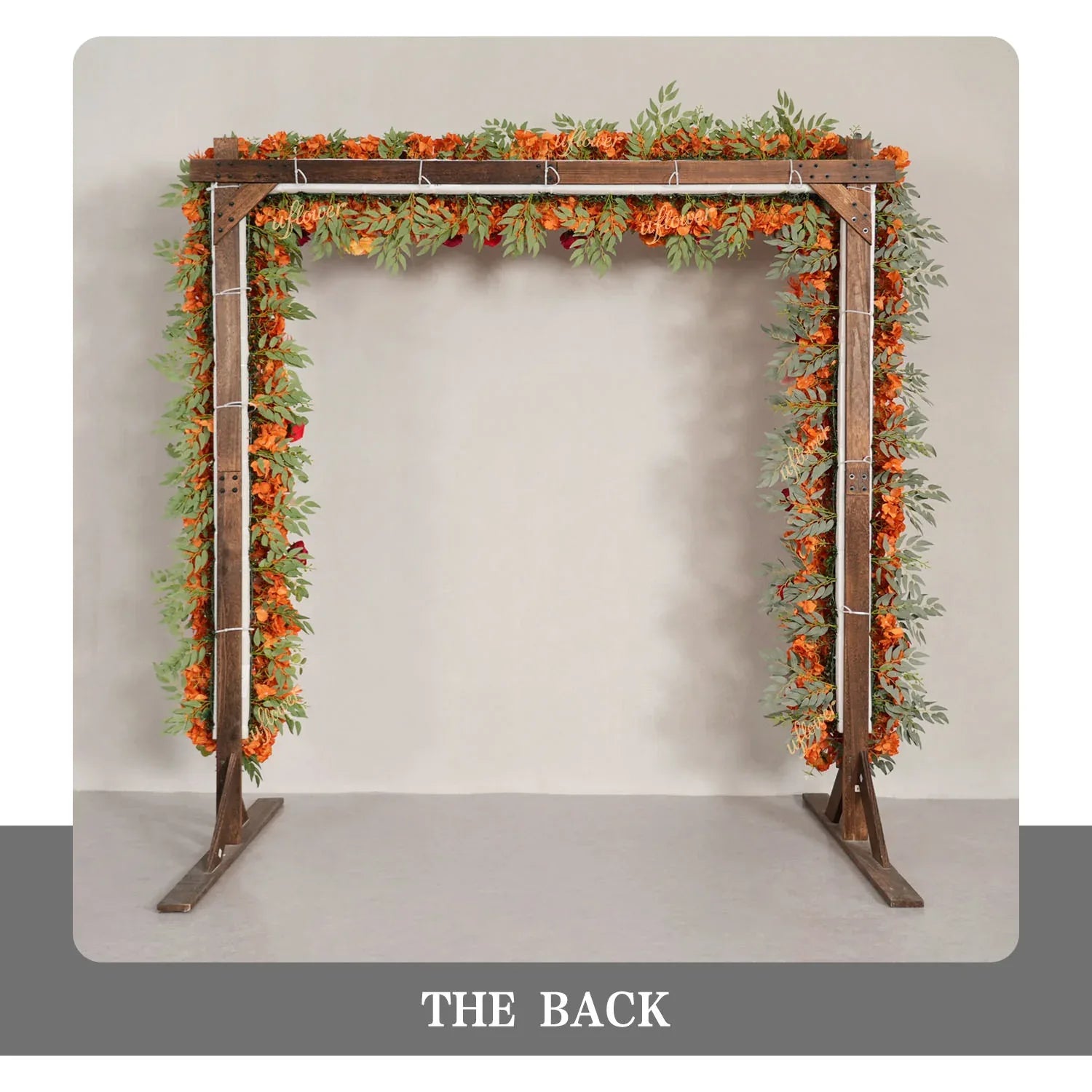 Uflower Orange Red Rose Floral Square Arch Wedding Party Ceremony Backdrop Decor SET80194 - Uflower