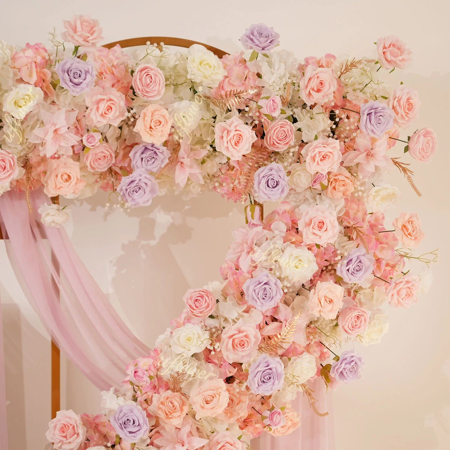 Uflower Pink Purple Rose Floral Door Arch Wedding Party Backdrop Decoration MC80127 - Uflower