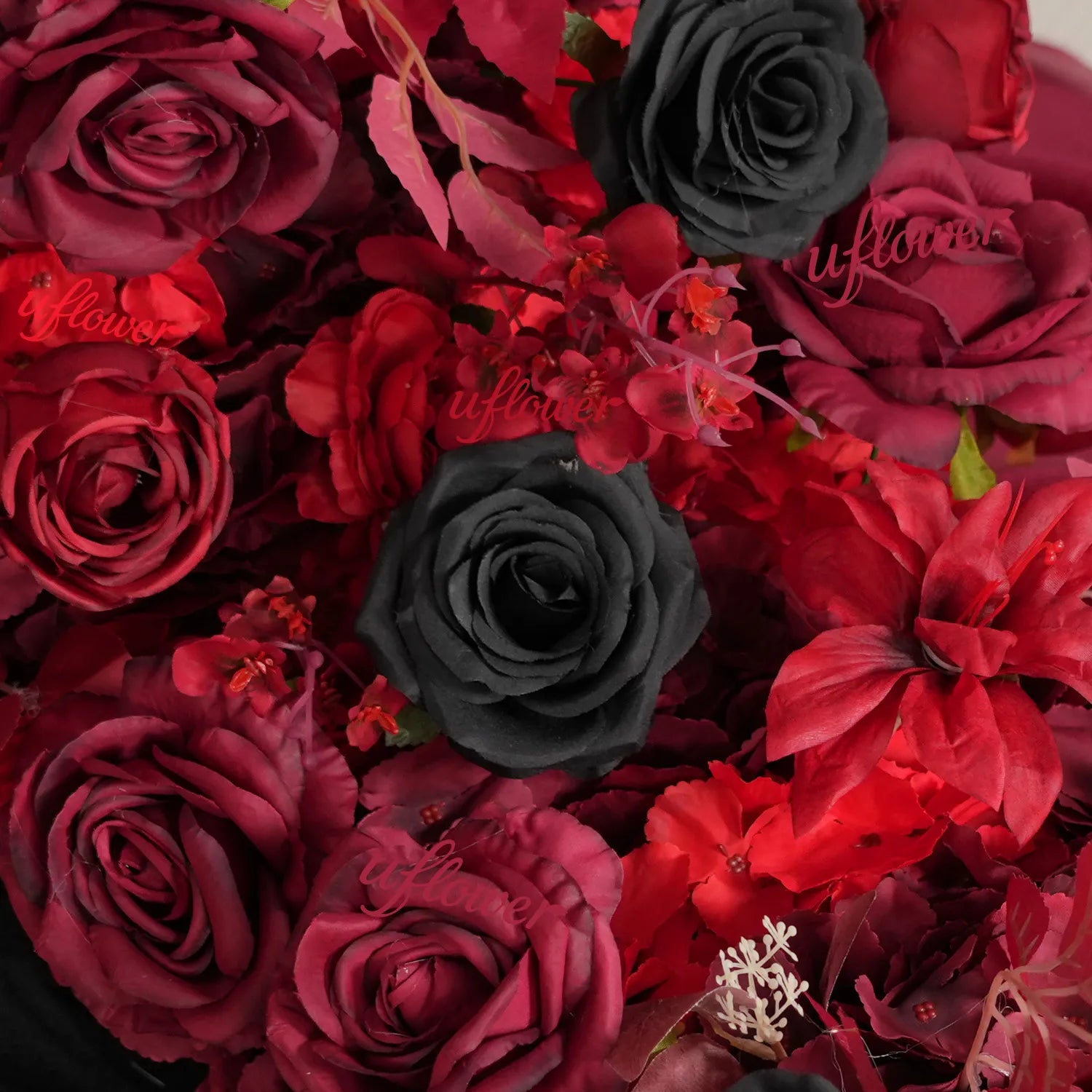 Uflower Red Roses Backdrop Wall Flower Row Wedding Decor MC80210-02