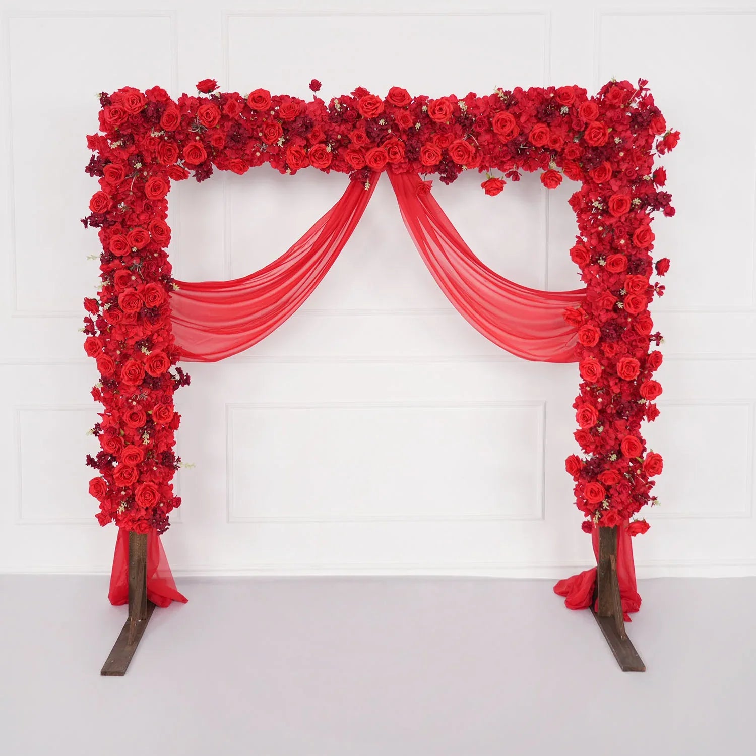 Uflower Red Rose Floral Square Arch Wedding Party Backdrop Decoration MC80126 - Uflower