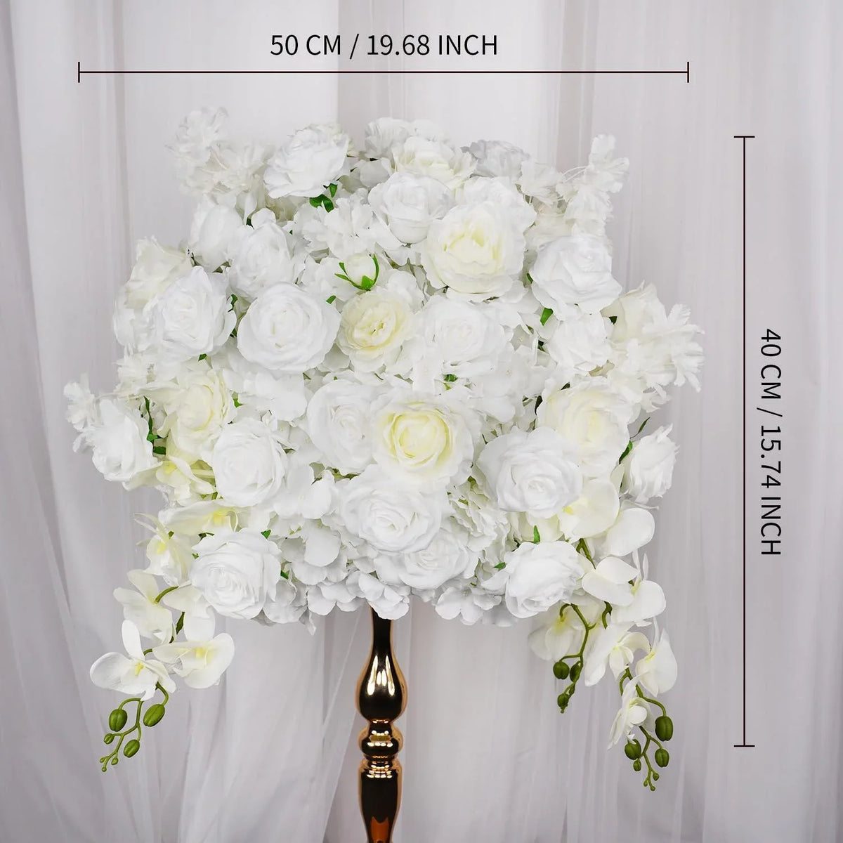Uflower Artificial 50CM White Rose Table Centerpiece MB80024 - Uflower