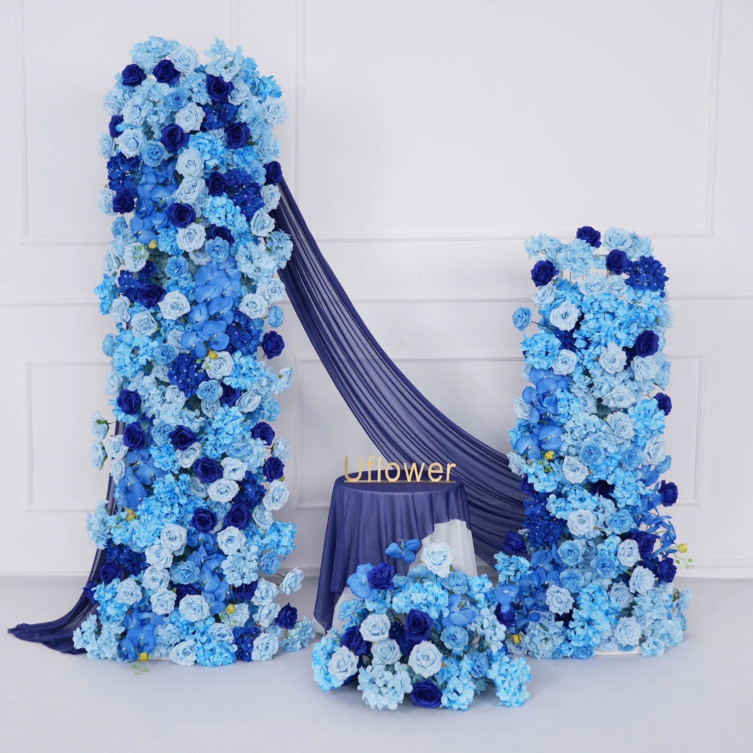 Uflower Artificial Blue Rose Wedding KT Background Board Decor Flower Row SET80047 - Uflower