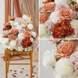 Uflower Artificial Brown Curry Rose Wedding KT Background Decor Flower Row SET80021 - Uflower