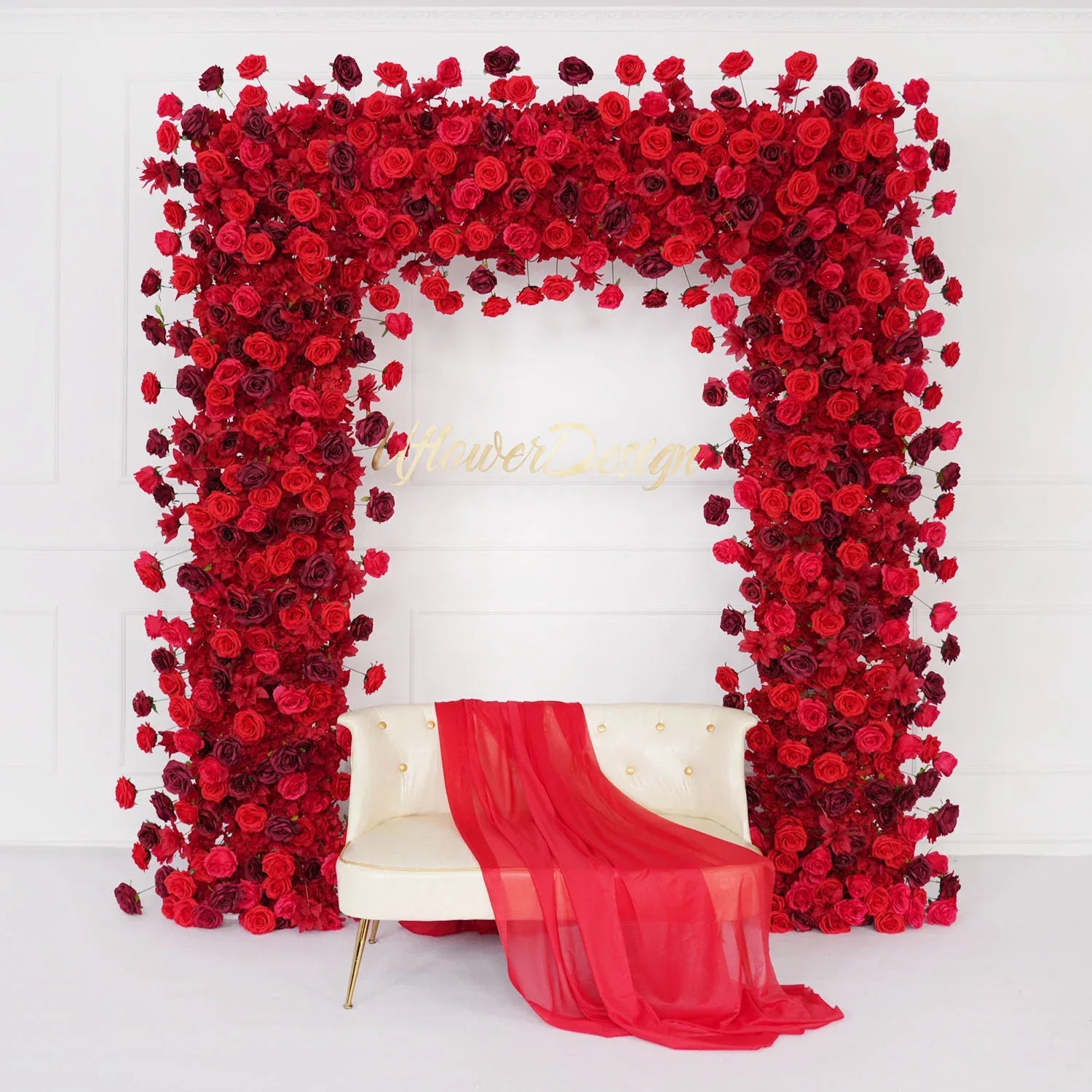 Uflower Artificial Flower Arch 5D Red Burgundy Roses Wedding Decor SET80044 - Uflower