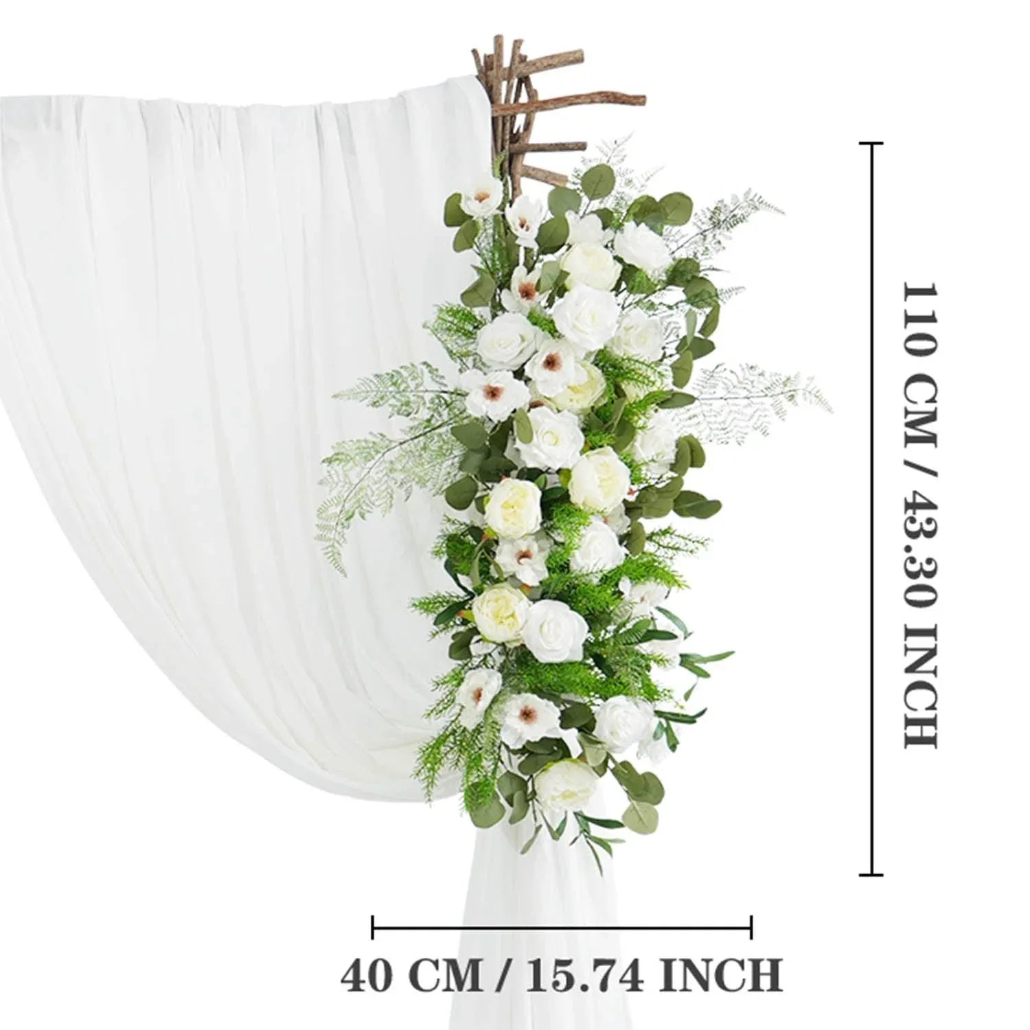 Uflower Artificial Green Leaf Eucalyptus White Rose Corner Floral SET80027 - Uflower