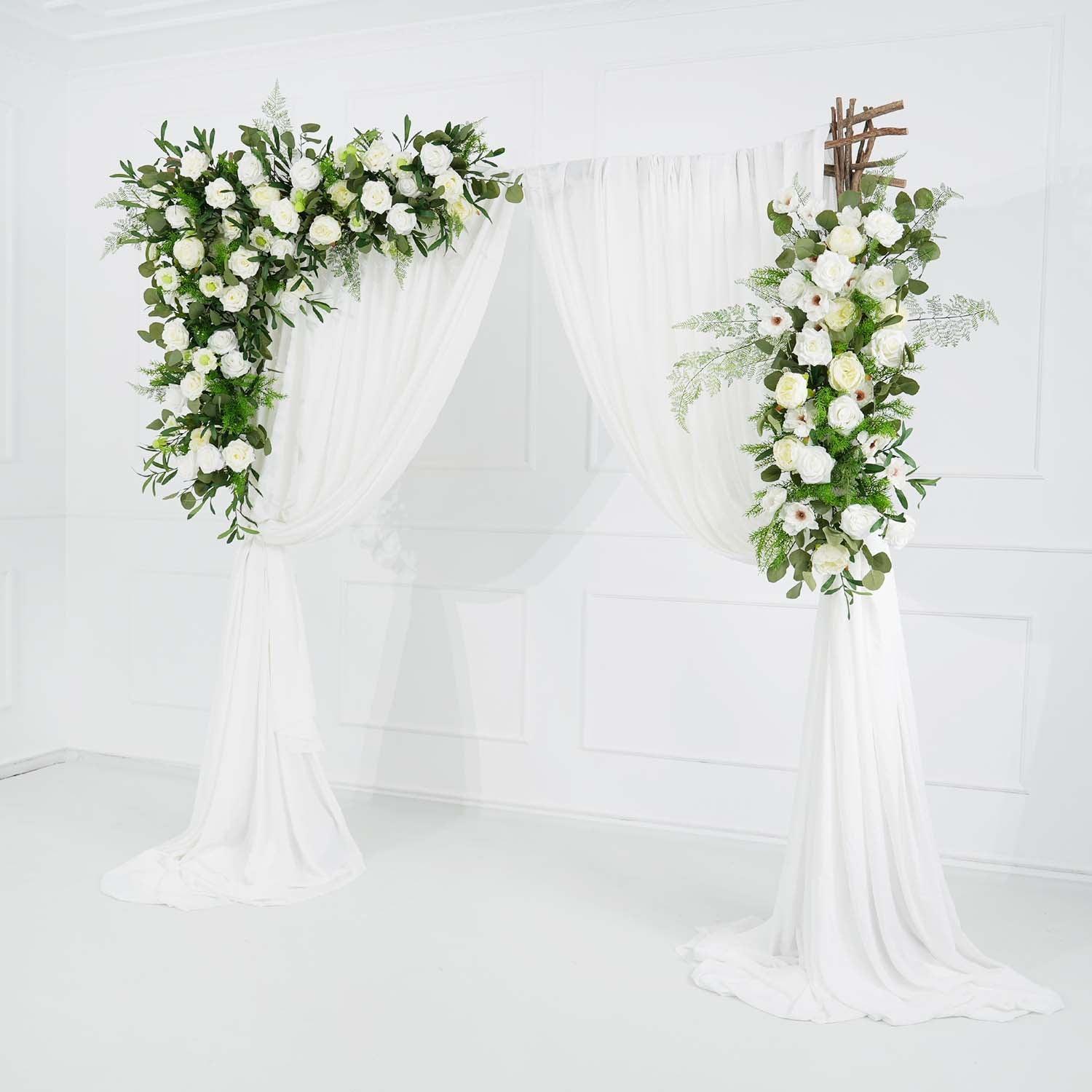 Uflower Artificial Green Leaf Eucalyptus White Rose Corner Floral SET80027 - Uflower