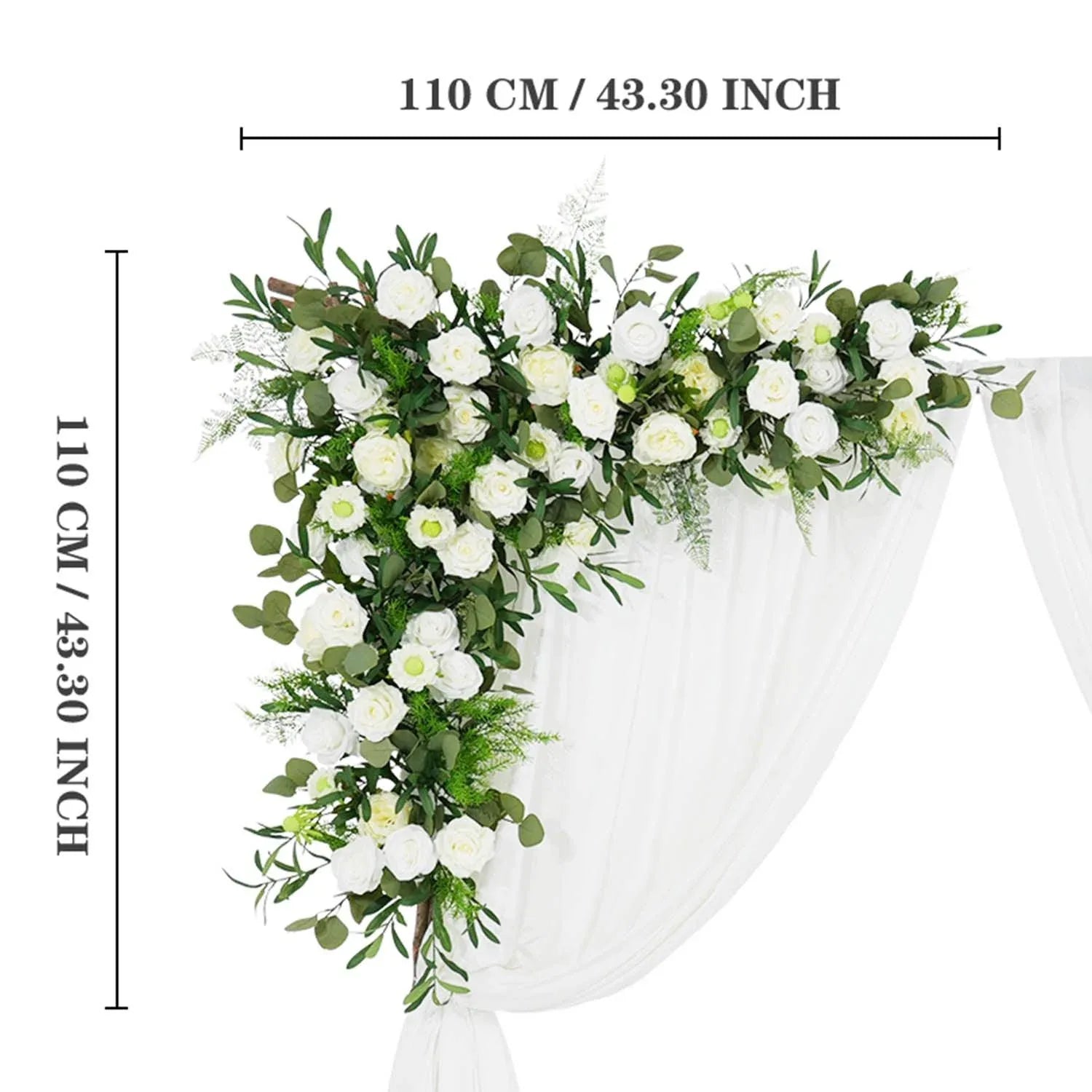 Uflower Artificial Green Leaf Eucalyptus White Rose Corner Floral SET80027 - Uflower