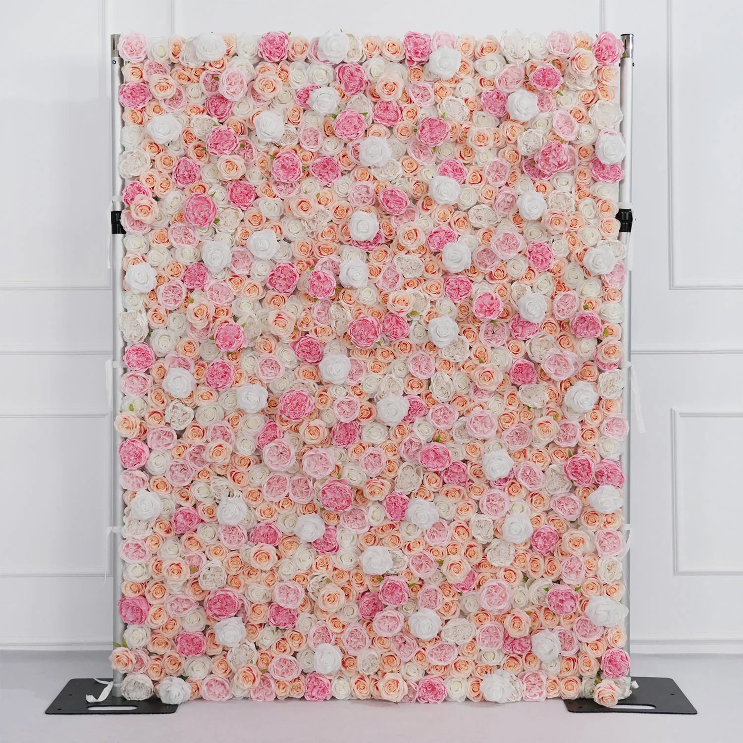 Uflower Artificial Pink White Fabric Rolling Up 5D Flower Wall Wedding Decor MA80015-01 - Uflower