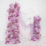 Uflower Artificial Purple Roses Wedding KT Background Decor Flower Row SET80008 - Uflower