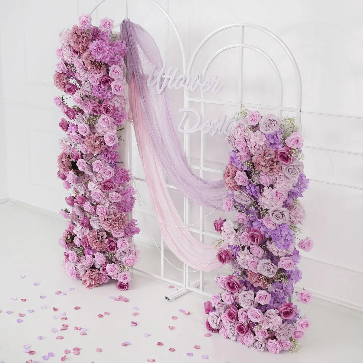 Uflower Artificial Purple Roses Wedding KT Background Decor Flower Row SET80008 - Uflower
