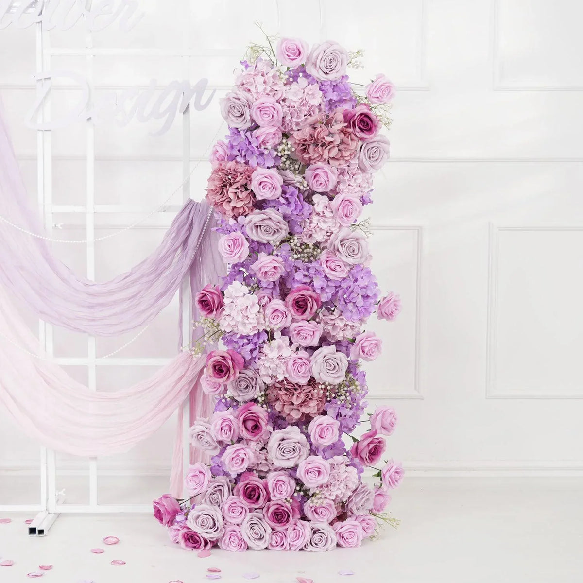 Uflower Artificial Purple Roses Wedding KT Background Decor Flower Row SET80008 - Uflower