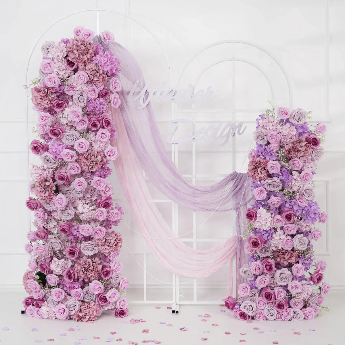 Uflower Artificial Purple Roses Wedding KT Background Decor Flower Row SET80008 - Uflower
