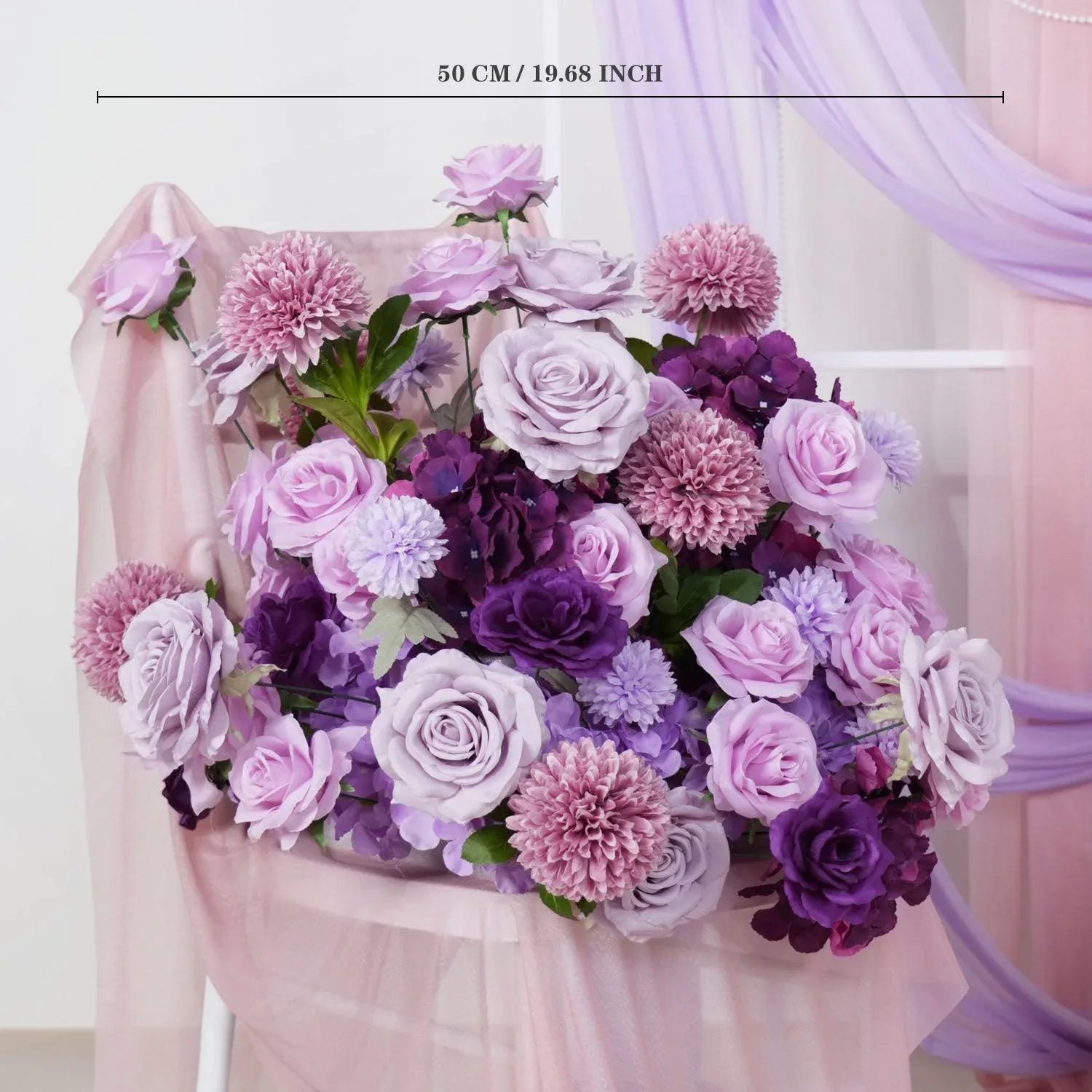 Uflower Artificial Purple Roses Wedding KT Background Board Decor Flower Row SET80007 - Uflower