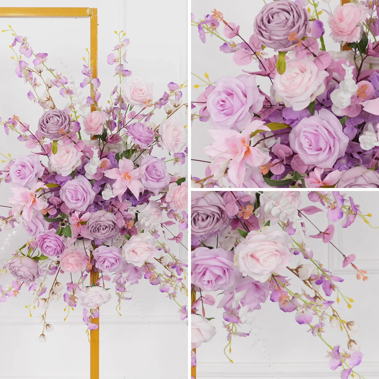 Uflower Artificial Purple Wedding KT Backdrop Flower Arch Decor SET80057 - Uflower