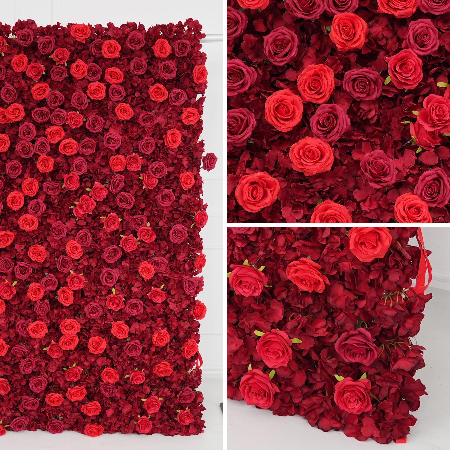 Uflower Artificial Red Rose Wedding Flower Wall Decoration SET80028