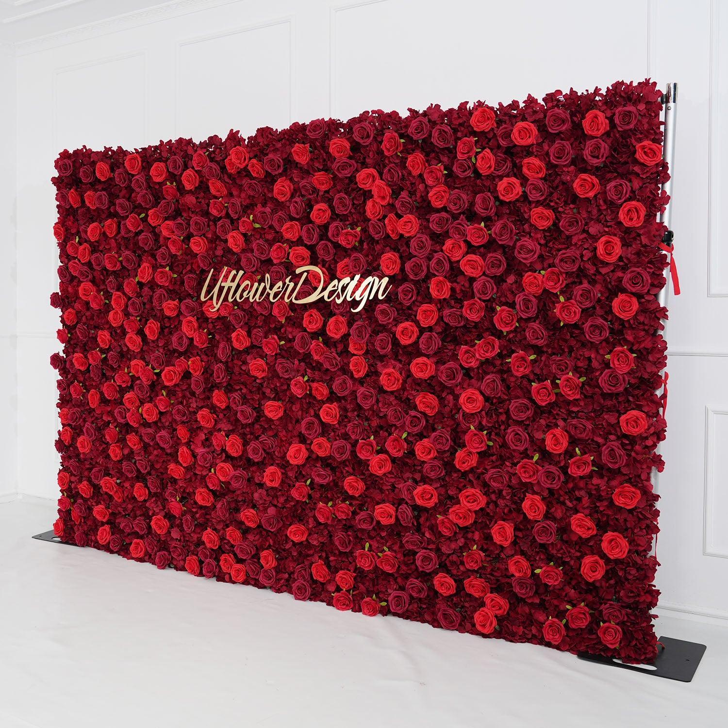 Uflower Artificial Red Rose Wedding Flower Wall Decoration SET80028