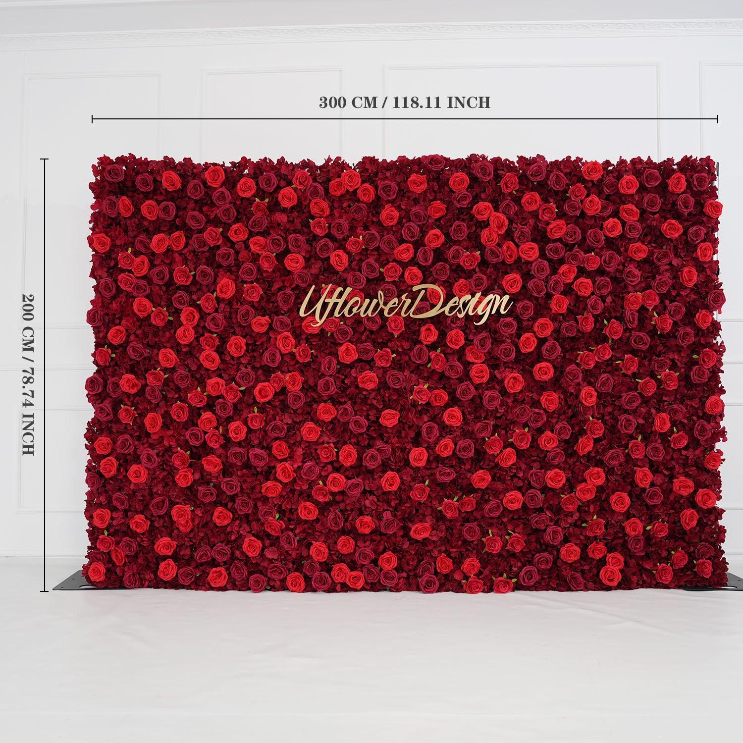 Qeynos Roses Wall Uflower Artificial Red Rose Wedding Flower Wall Decoration SET80028