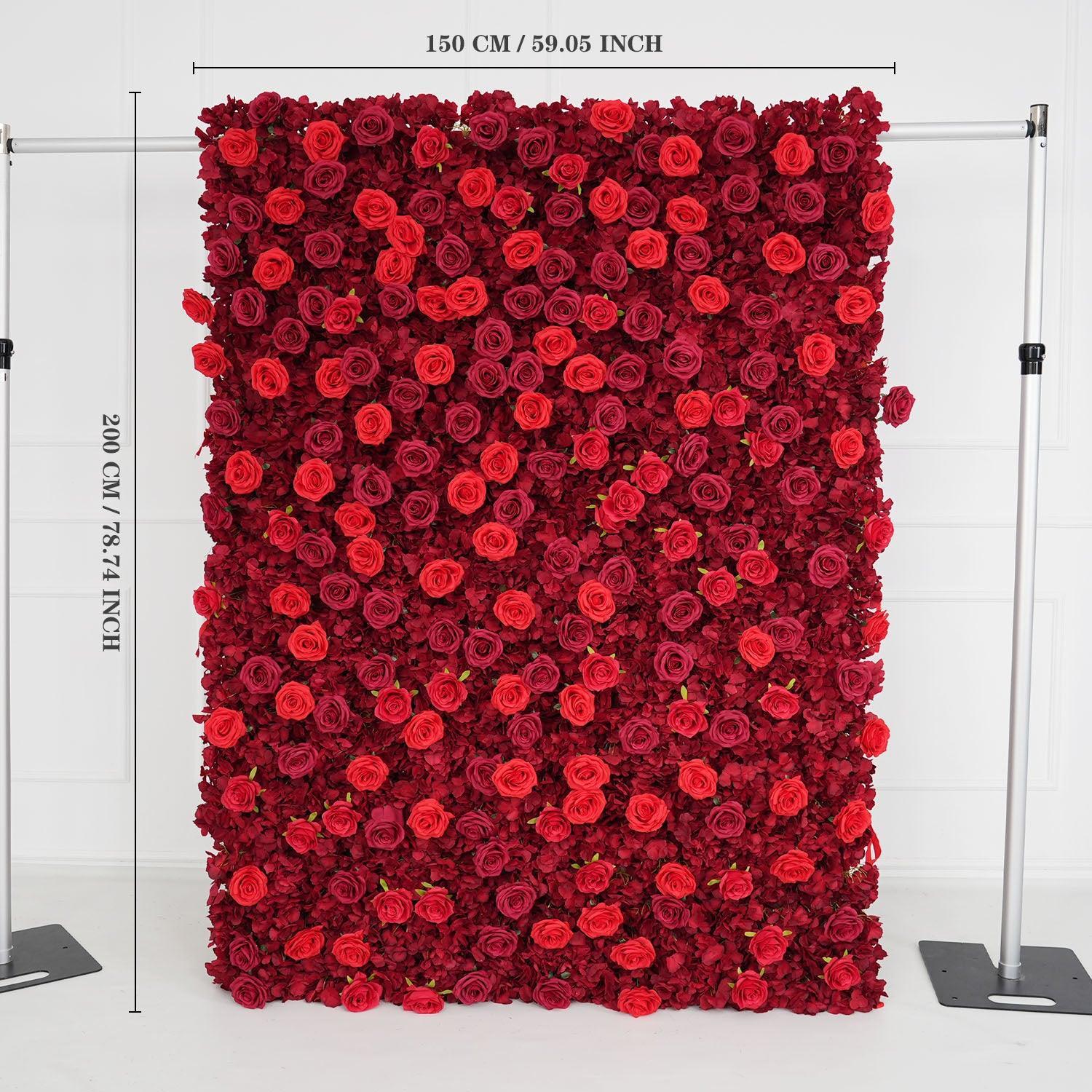 Qeynos Roses Wall Uflower Artificial Red Rose Wedding Flower Wall Decoration SET80028