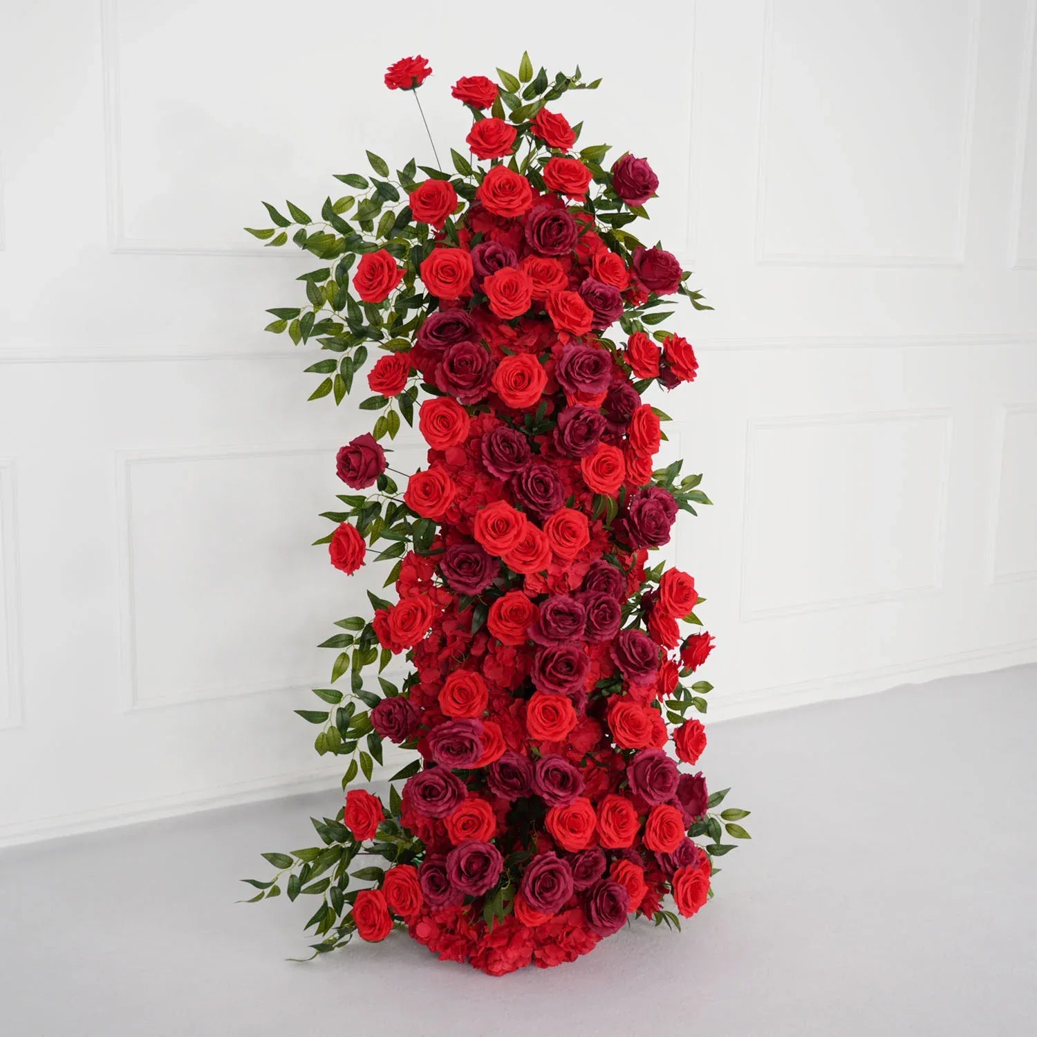 Decorating Red Roses Artificial Red Rose Wedding KT Background Board Decor Flower Row