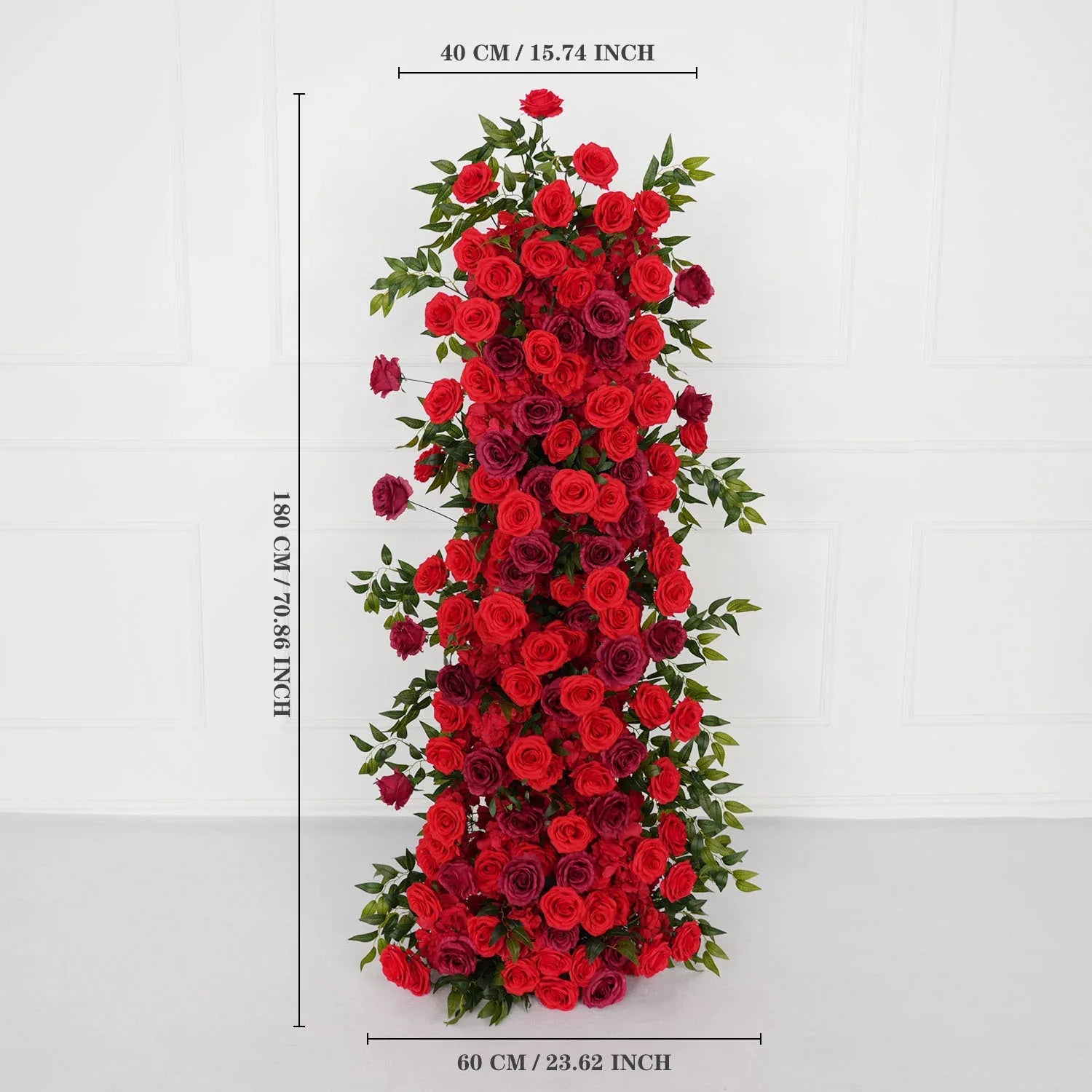 Artificial Red Rose Wedding KT Background Board Decor Flower Row