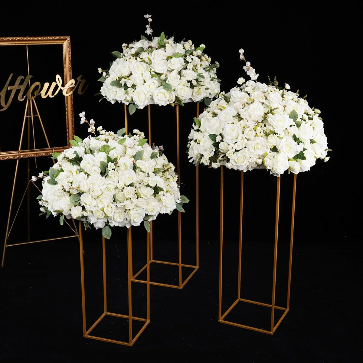 Uflower Artificial White Rose Table Centerpiece MB80020-01 - Uflower