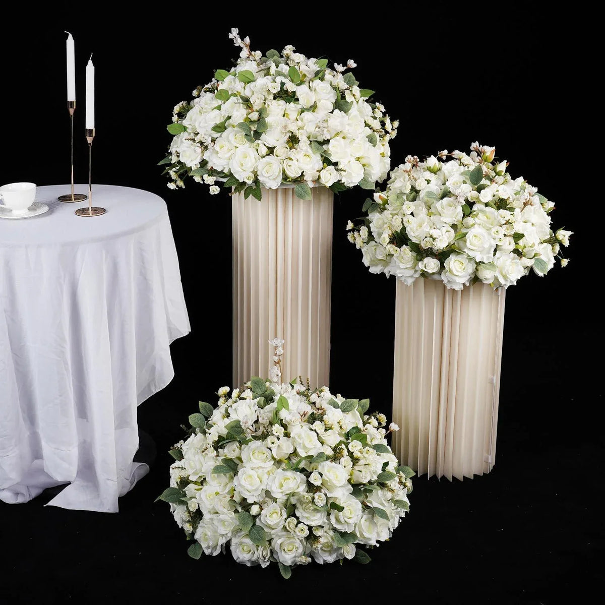 Uflower Artificial White Rose Table Centerpiece MB80020-01 - Uflower