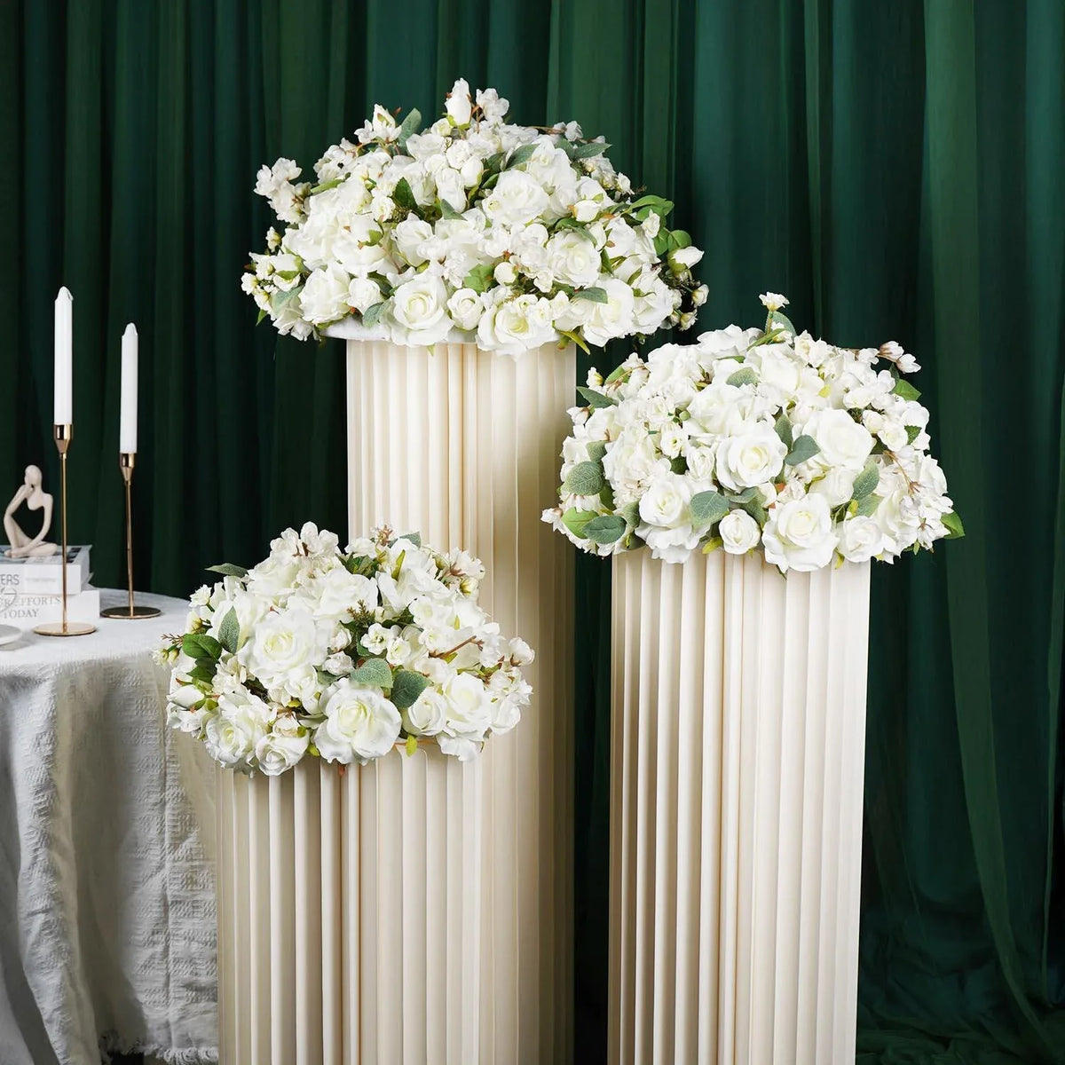 Uflower Artificial White Rose Table Centerpiece MB80020-01 - Uflower