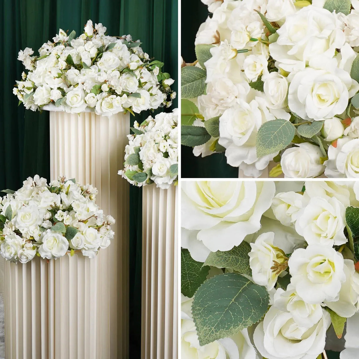 Uflower Artificial White Rose Table Centerpiece MB80020-01 - Uflower