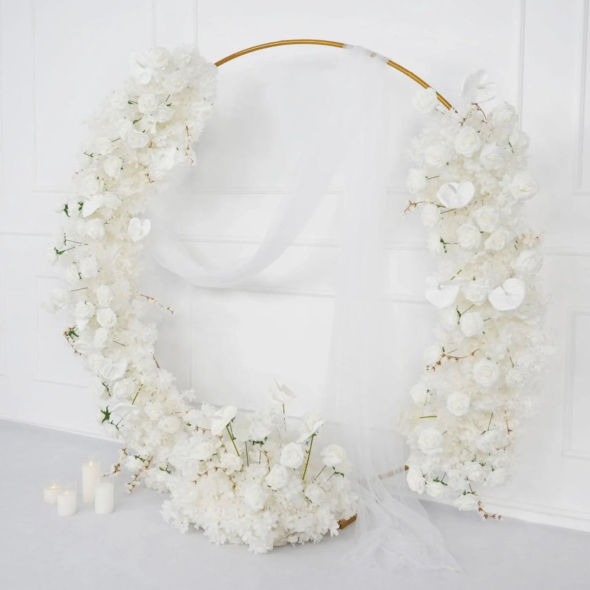 Uflower Artificial White Row Rose Cherry Blossom Set SET80005 - Uflower