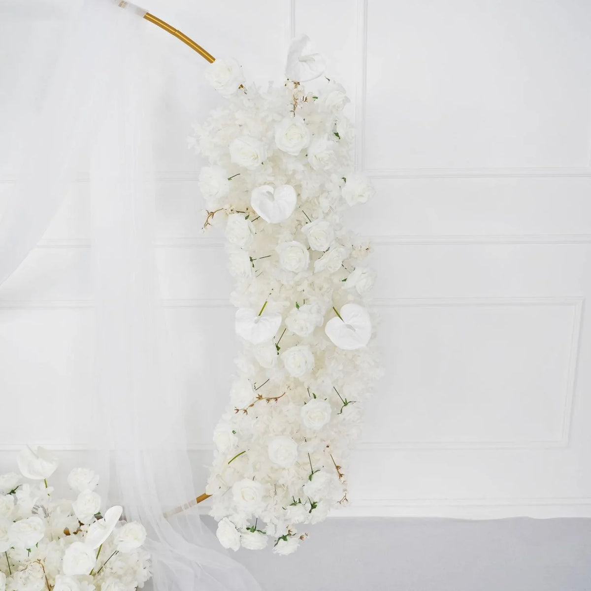 Uflower Artificial White Row Rose Cherry Blossom Set SET80005 - Uflower