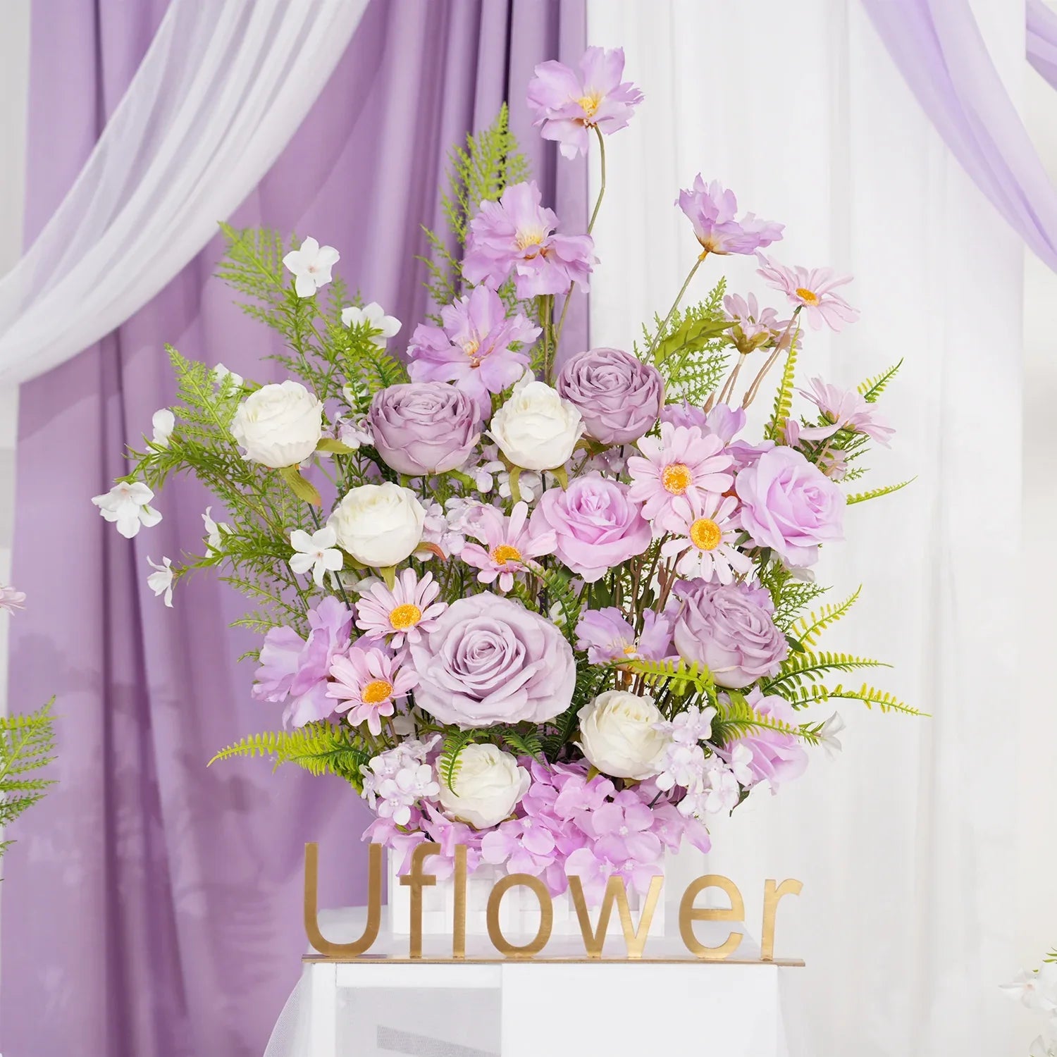 Uflower Artificial light purple Greenery Wedding Fence Flower MD80012-01 - Uflower