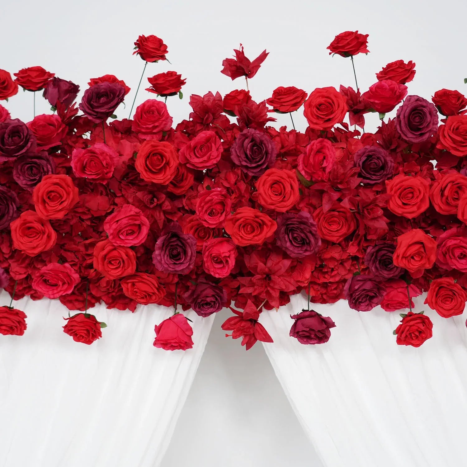 Uflower Burgundy Rose Wedding Flower Backdrop Flower Row Decor Set SET80042 - Uflower