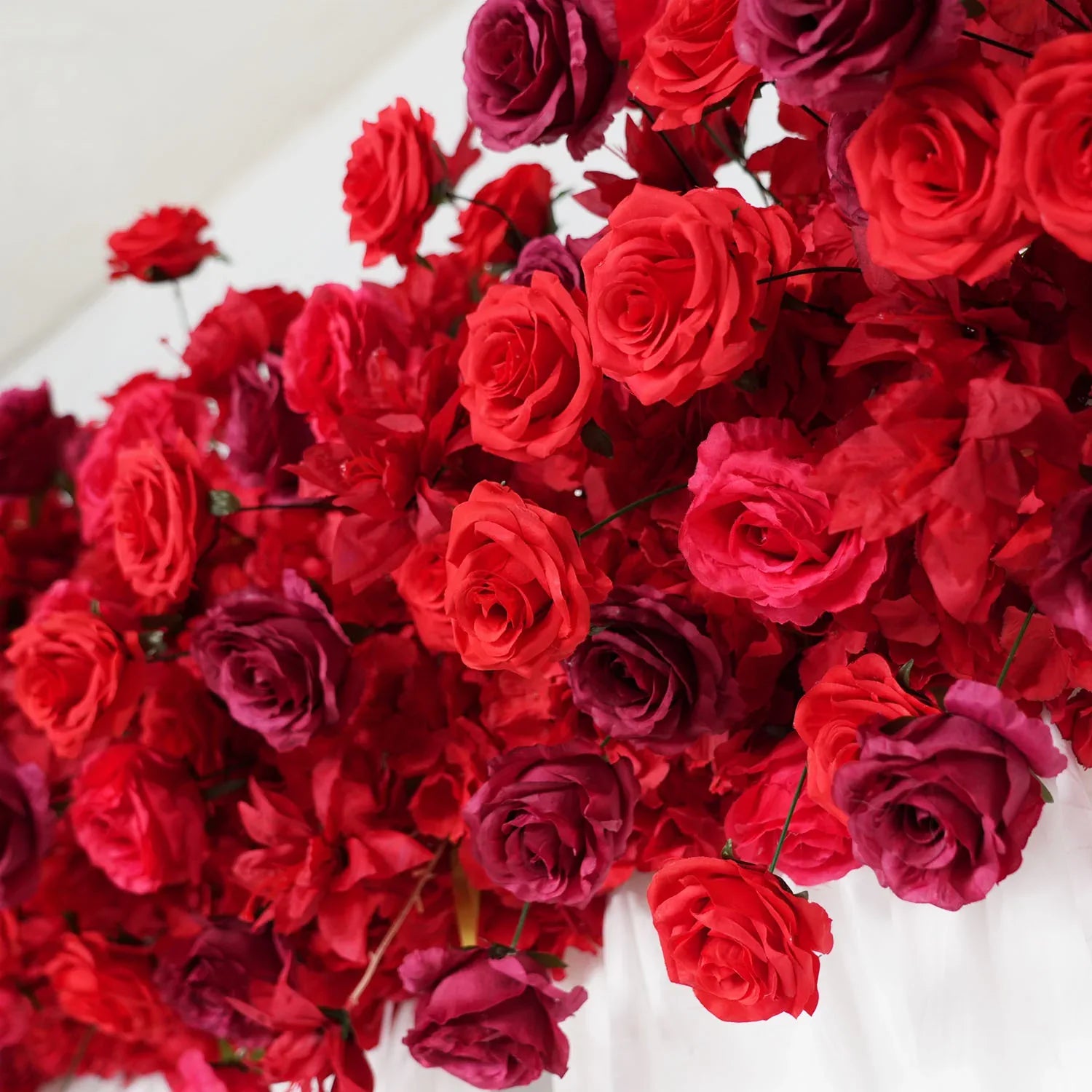 Uflower Burgundy Rose Wedding Flower Backdrop Flower Row Decor Set SET80042 - Uflower