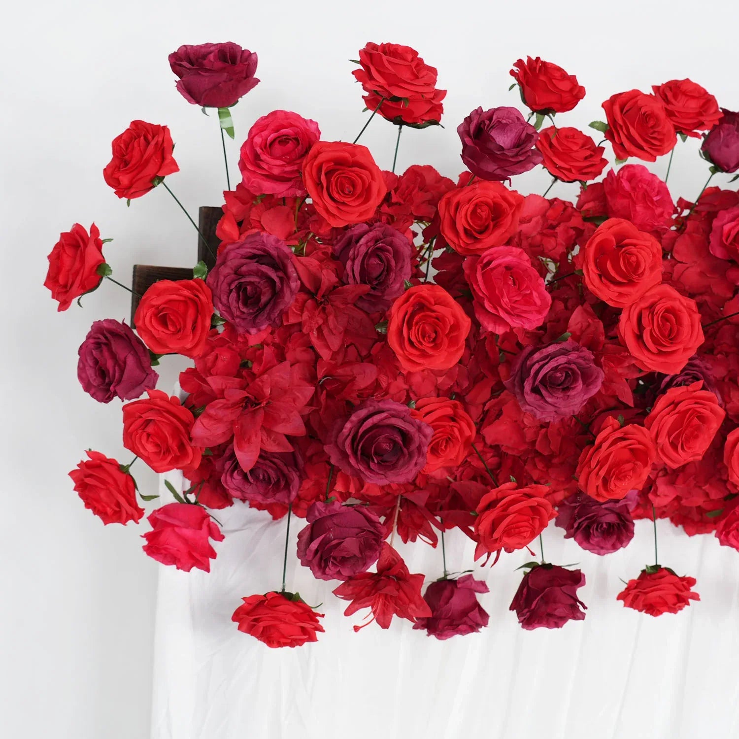 Uflower Burgundy Rose Wedding Flower Backdrop Flower Row Decor Set SET80042 - Uflower