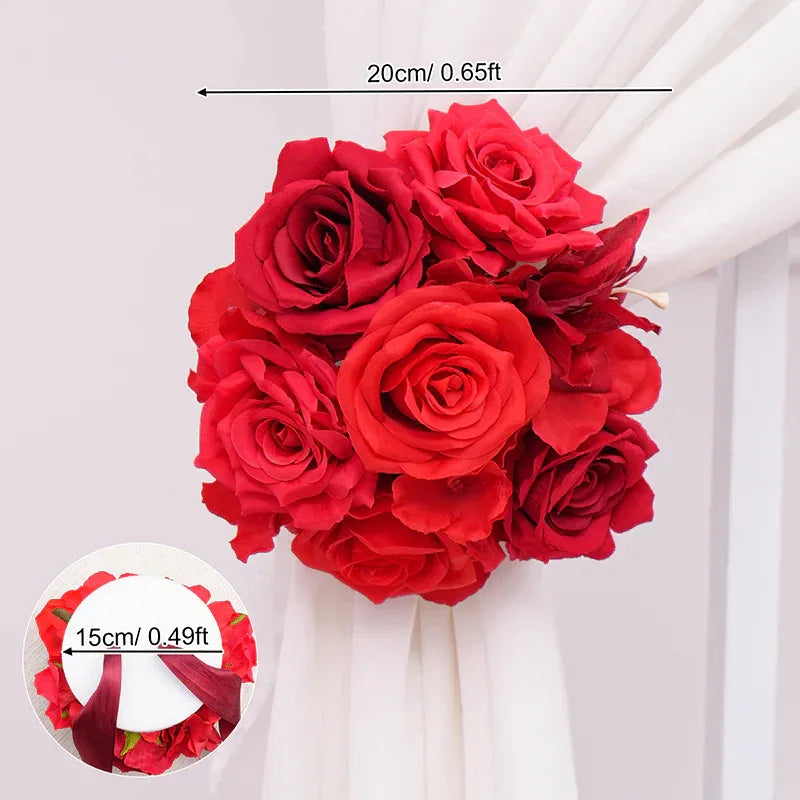 Uflower Burgundy Rose Wedding Flower Backdrop Flower Row Decor Set SET80042 - Uflower