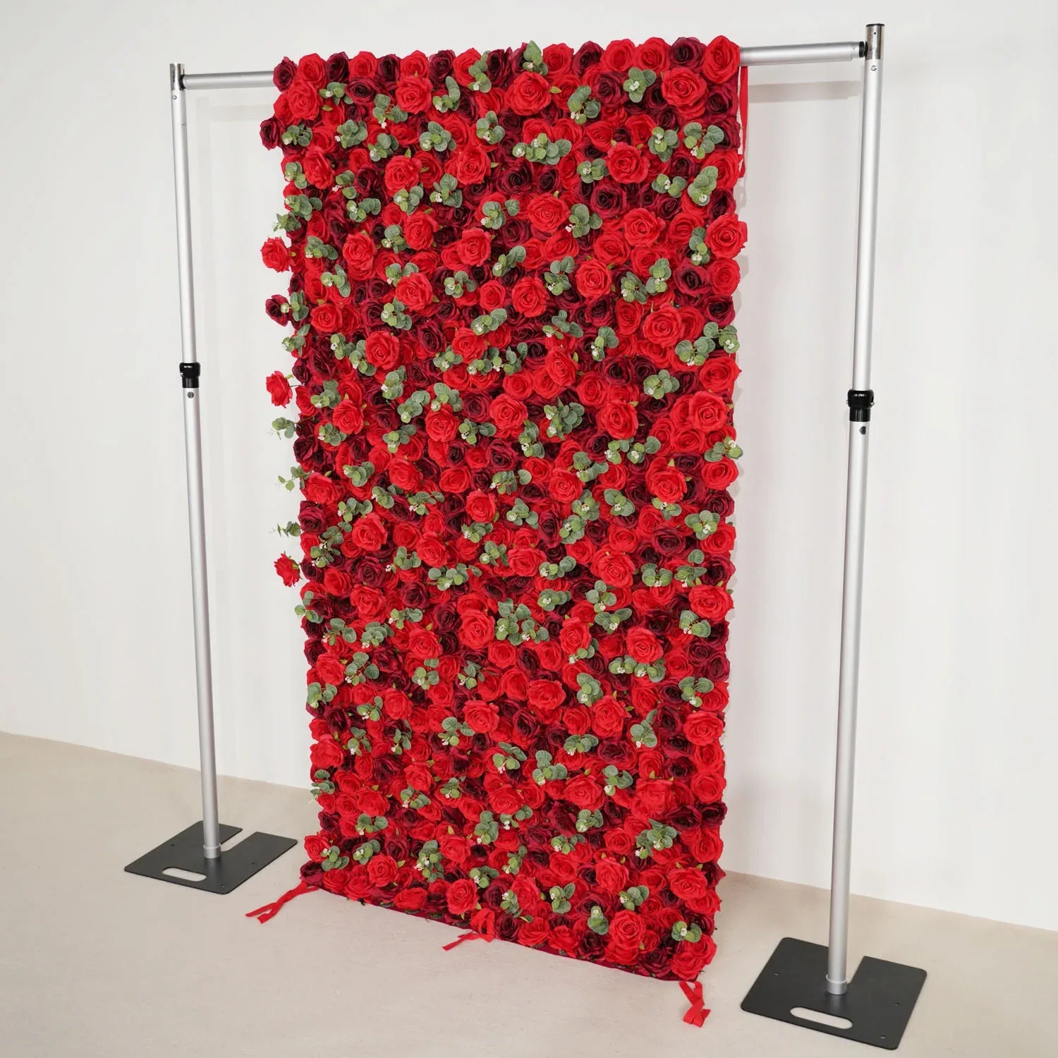 Uflower 3D Burgundy Rose Artificial Rolling Up Curtain Flower Wall SET80037 - Uflower