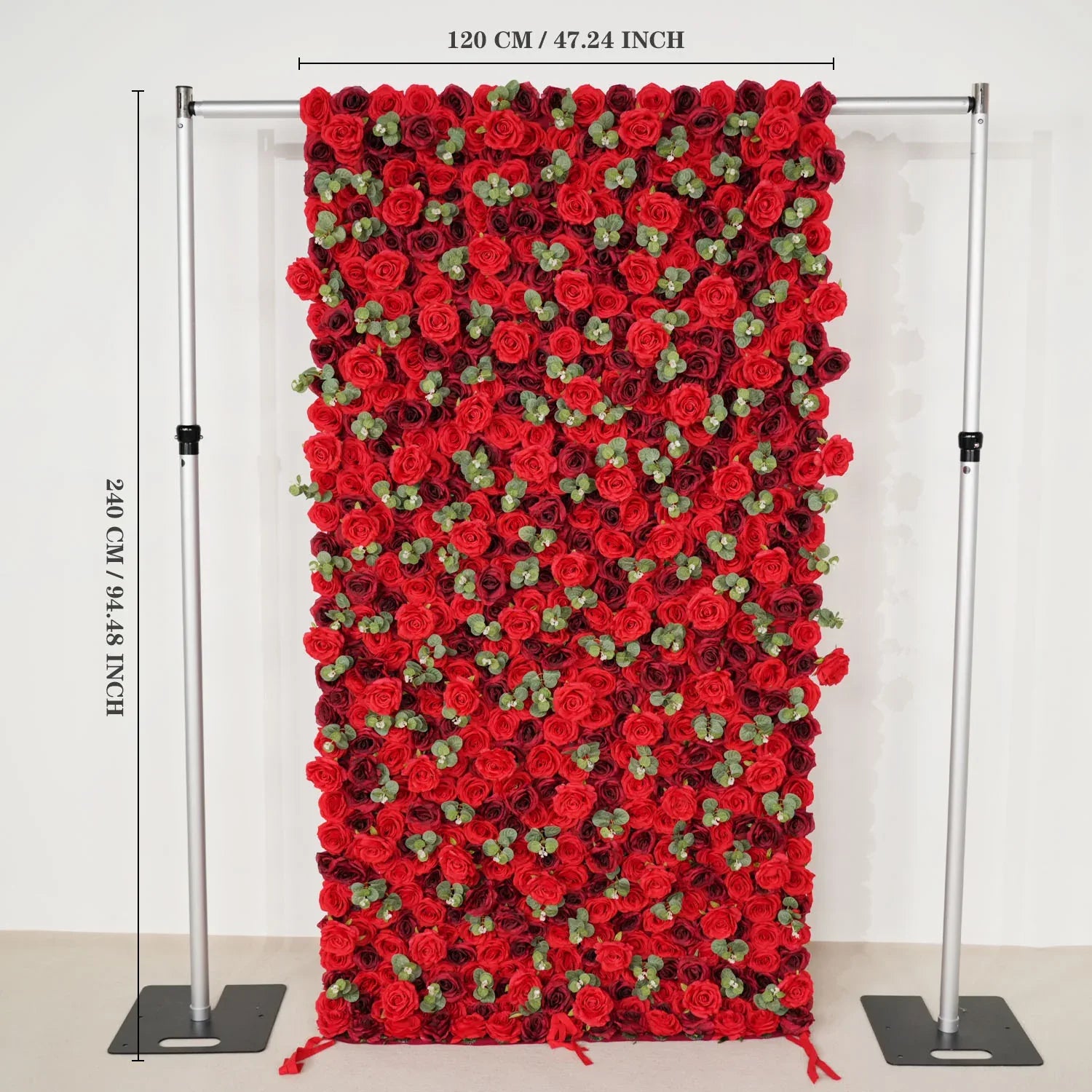 Uflower 3D Burgundy Rose Artificial Rolling Up Curtain Flower Wall SET80037 - Uflower