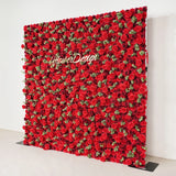 Uflower 3D Burgundy Rose Artificial Rolling Up Curtain Flower Wall SET80037 - Uflower