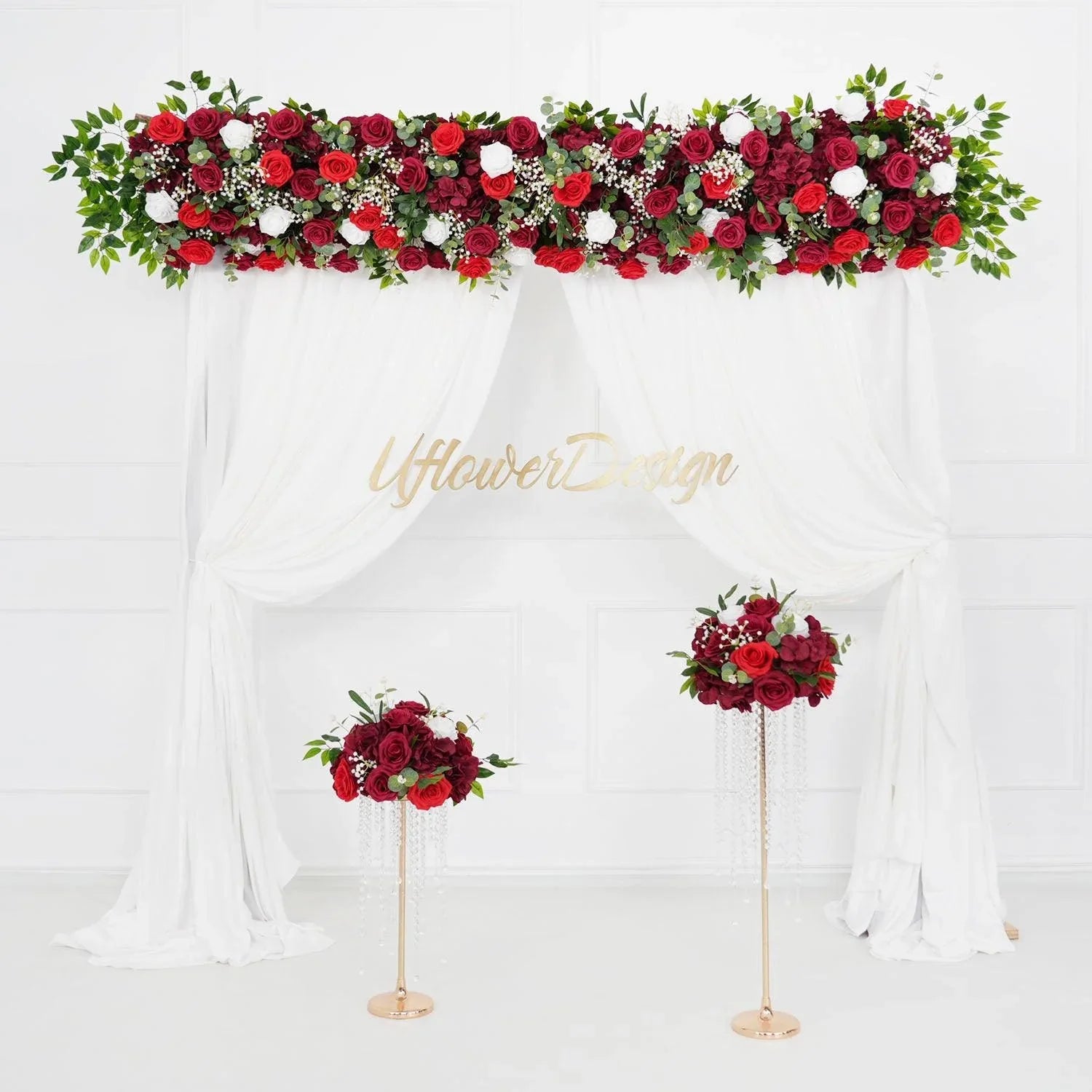 Uflower Artificial Burgundy Roses Flower Row Decorate SET80031 - Uflower