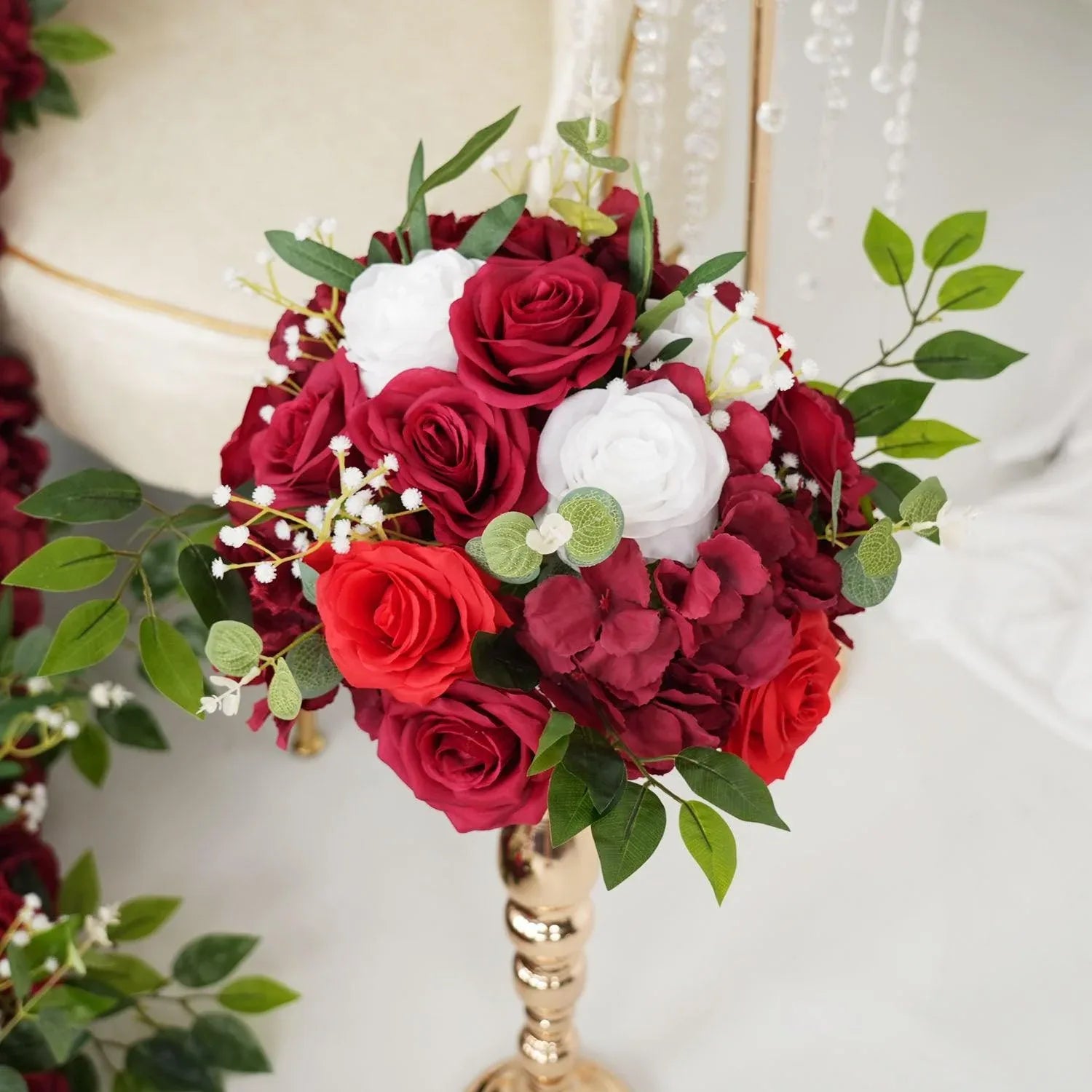 Uflower Artificial Burgundy Roses Flower Row Decorate SET80031 - Uflower