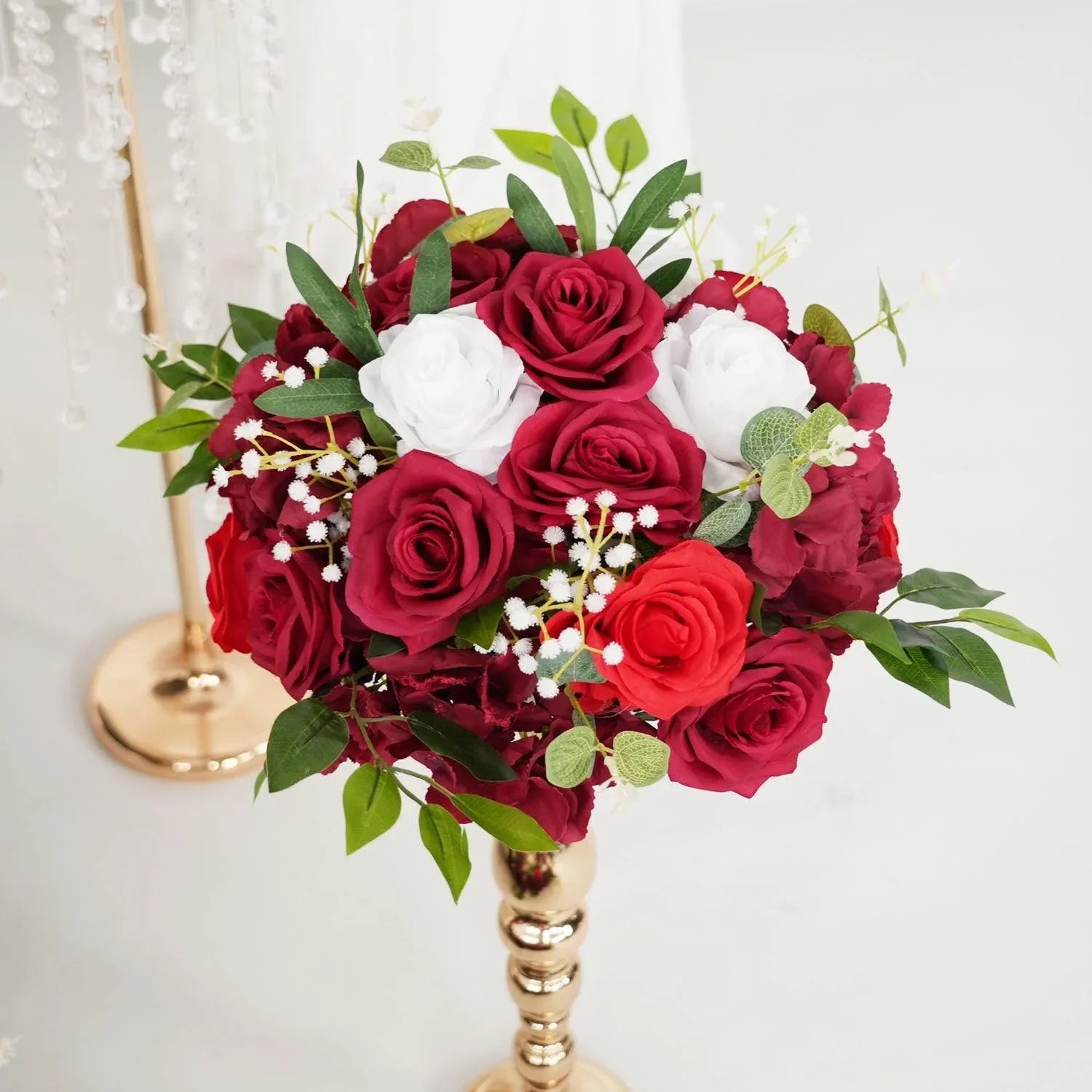 Uflower Artificial Burgundy Roses Flower Row Decorate SET80031 - Uflower