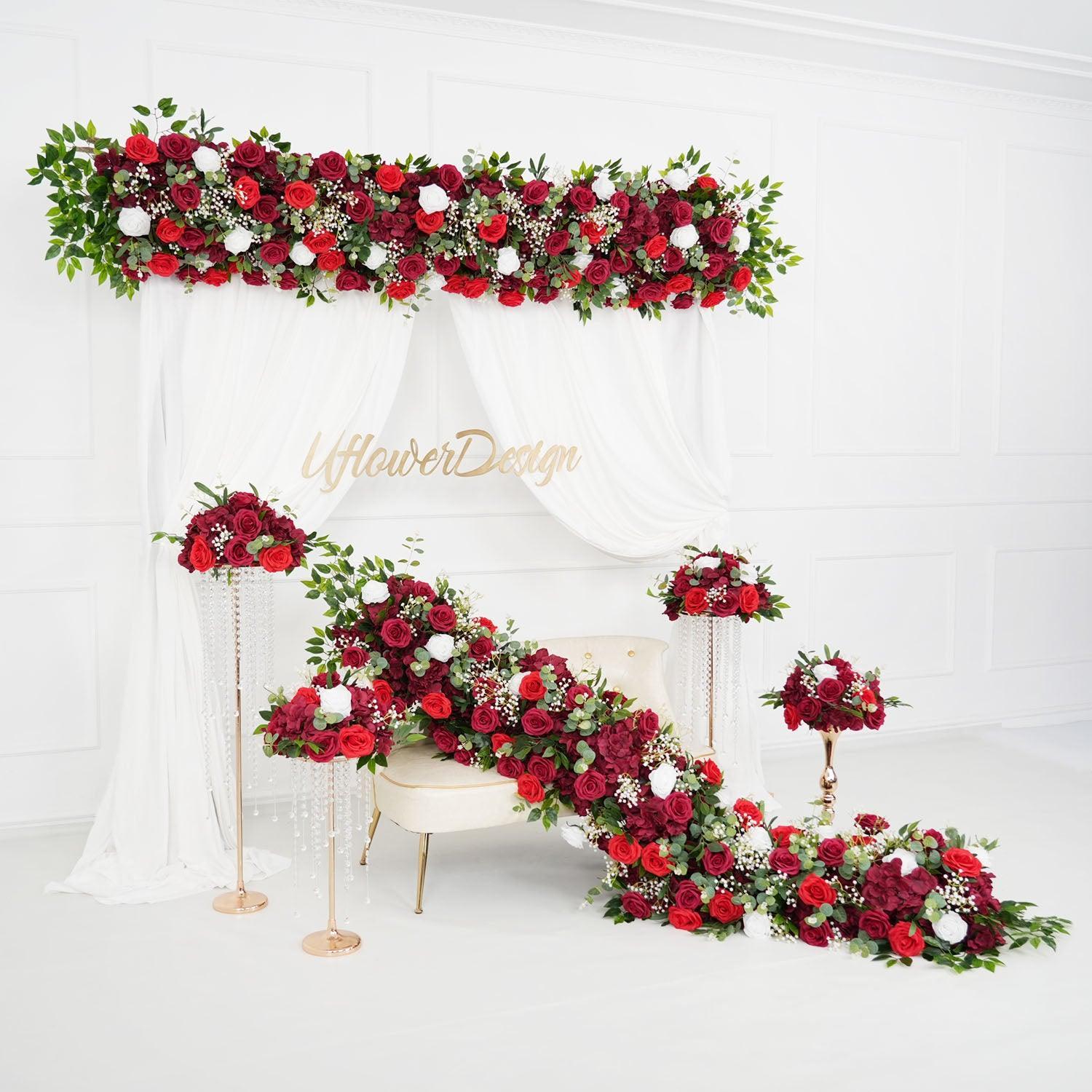 Uflower Artificial Burgundy Roses Flower Row Decorate SET80031 - Uflower