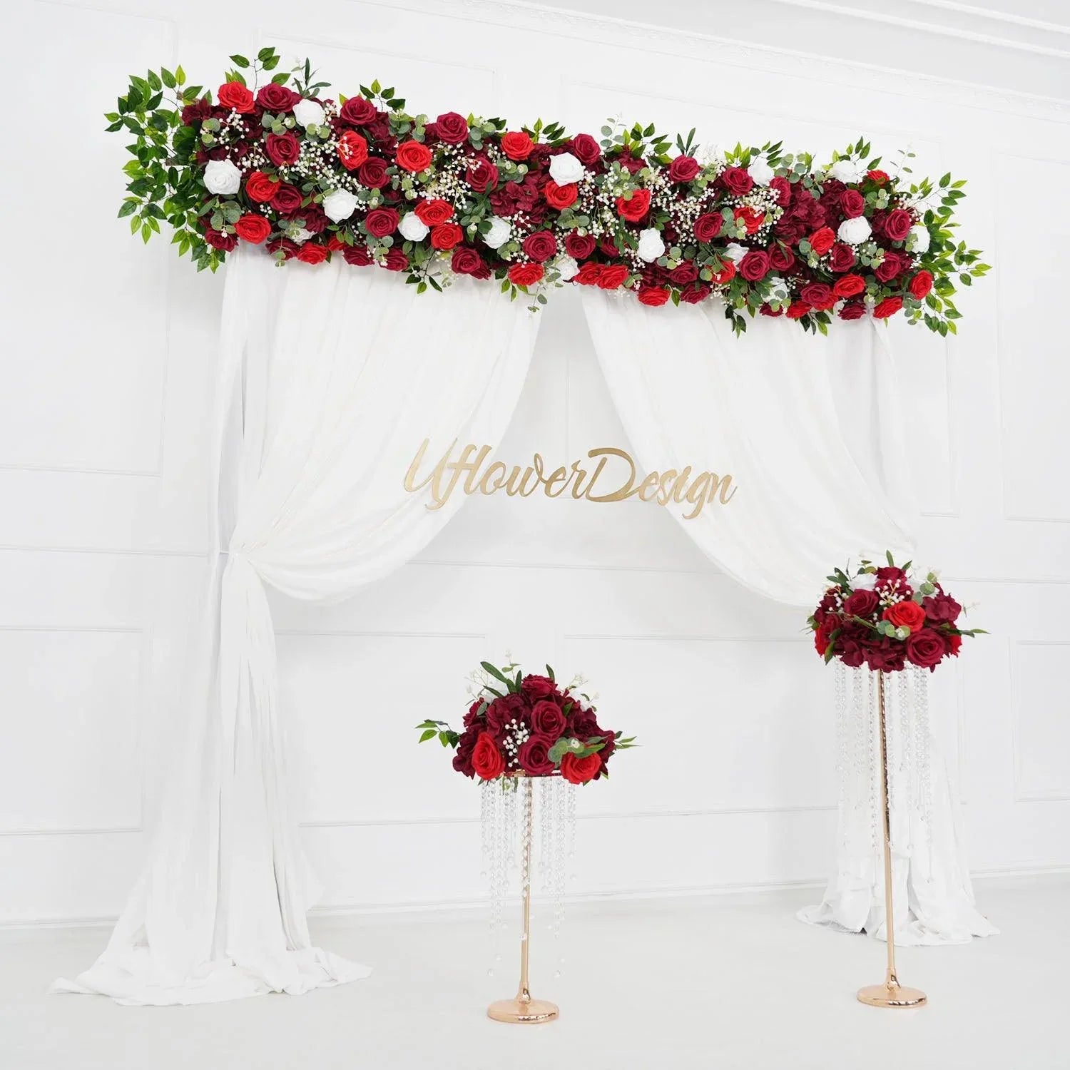 Uflower Artificial Burgundy Roses Flower Row Decorate SET80031 - Uflower