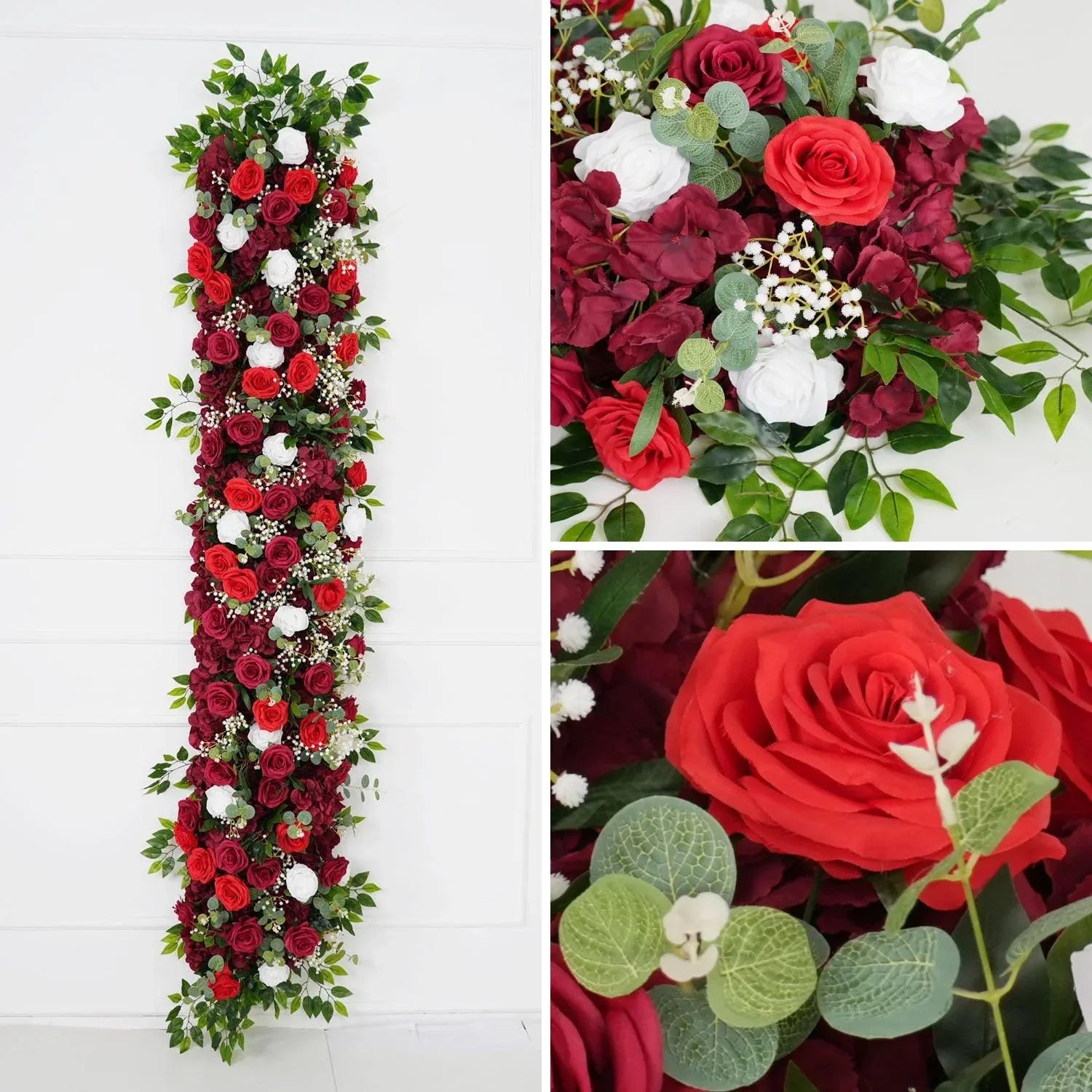 Uflower Artificial Burgundy Roses Flower Row Decorate SET80031 - Uflower